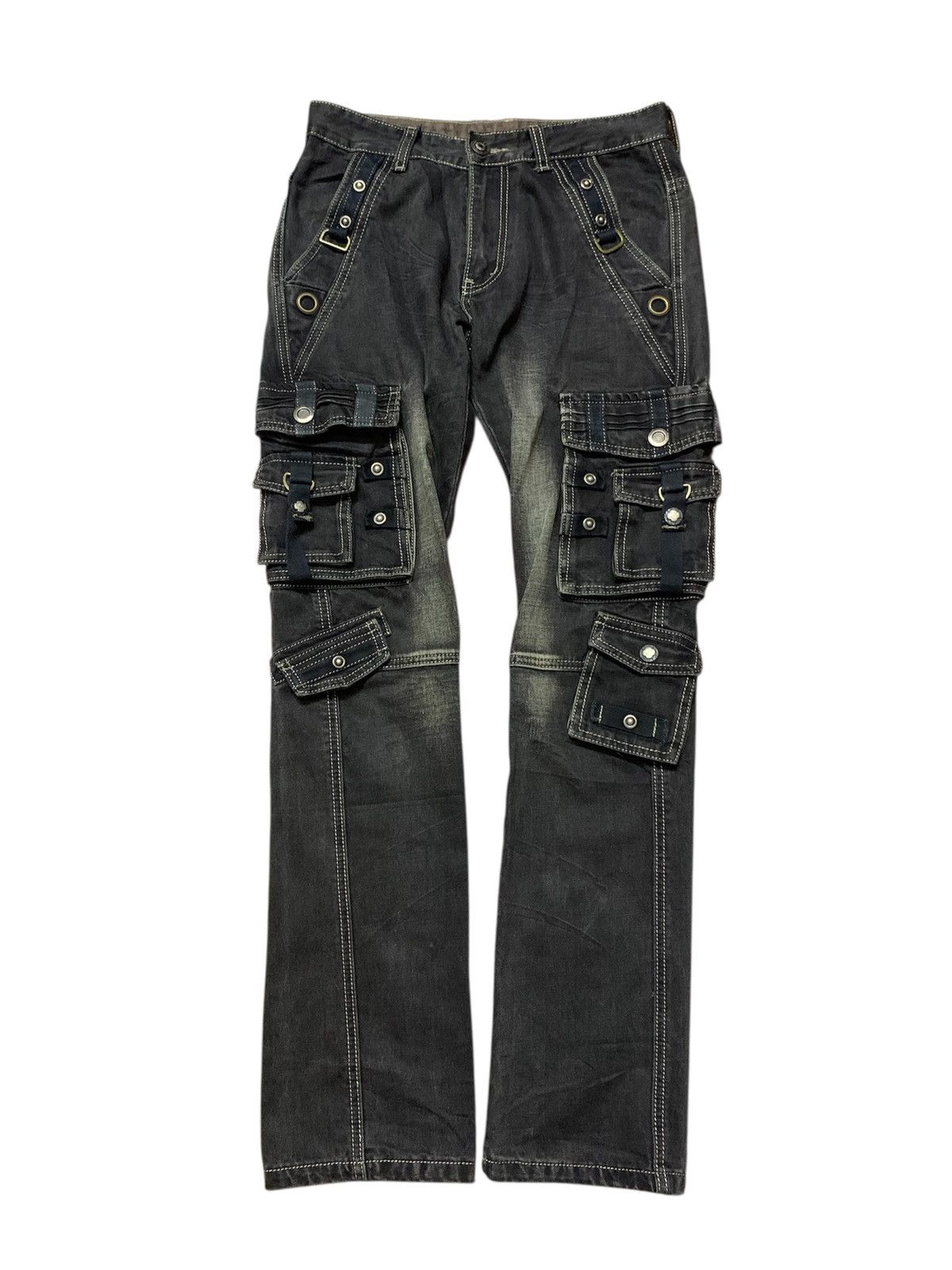 Tornado Mart Japanese Brand Tesilin Washed Black Denim Apocalypse Vkei Size US 29 - 1 Thumbnail