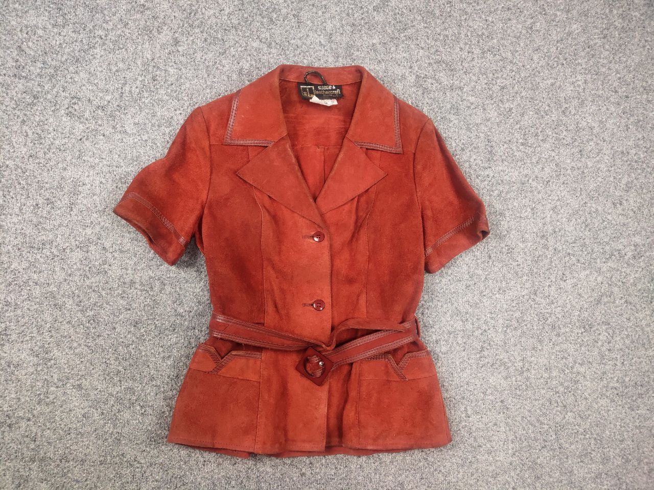 Vintage Vintage 60s Limited Suede Leather Short sleeve Blazer Jacket Size L / US 10 / IT 46 - 3 Thumbnail