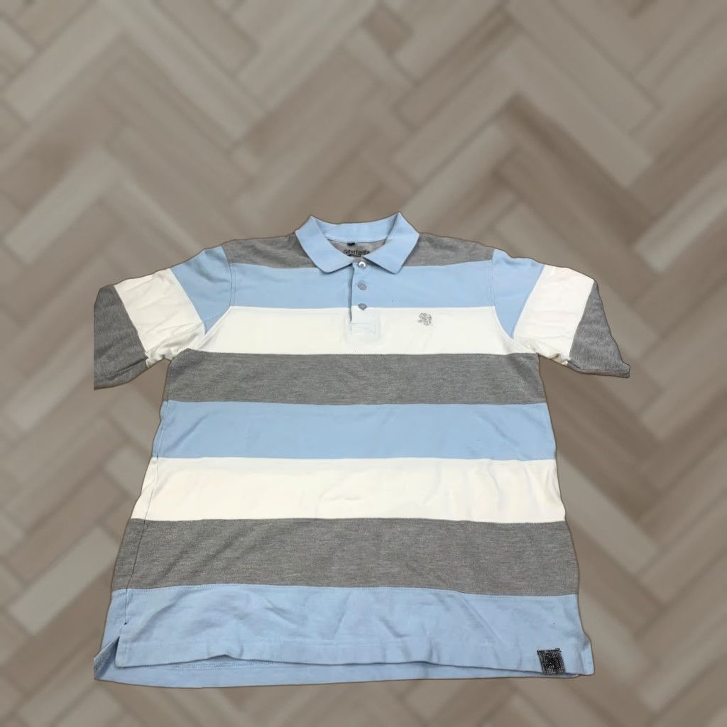 Southpole VINTAGE Southpole Polo Shirt Mens L Striped Blue Gray Y2K Short Sleeve 12138 Size US L / EU 52-54 / 3 - 1 Thumbnail