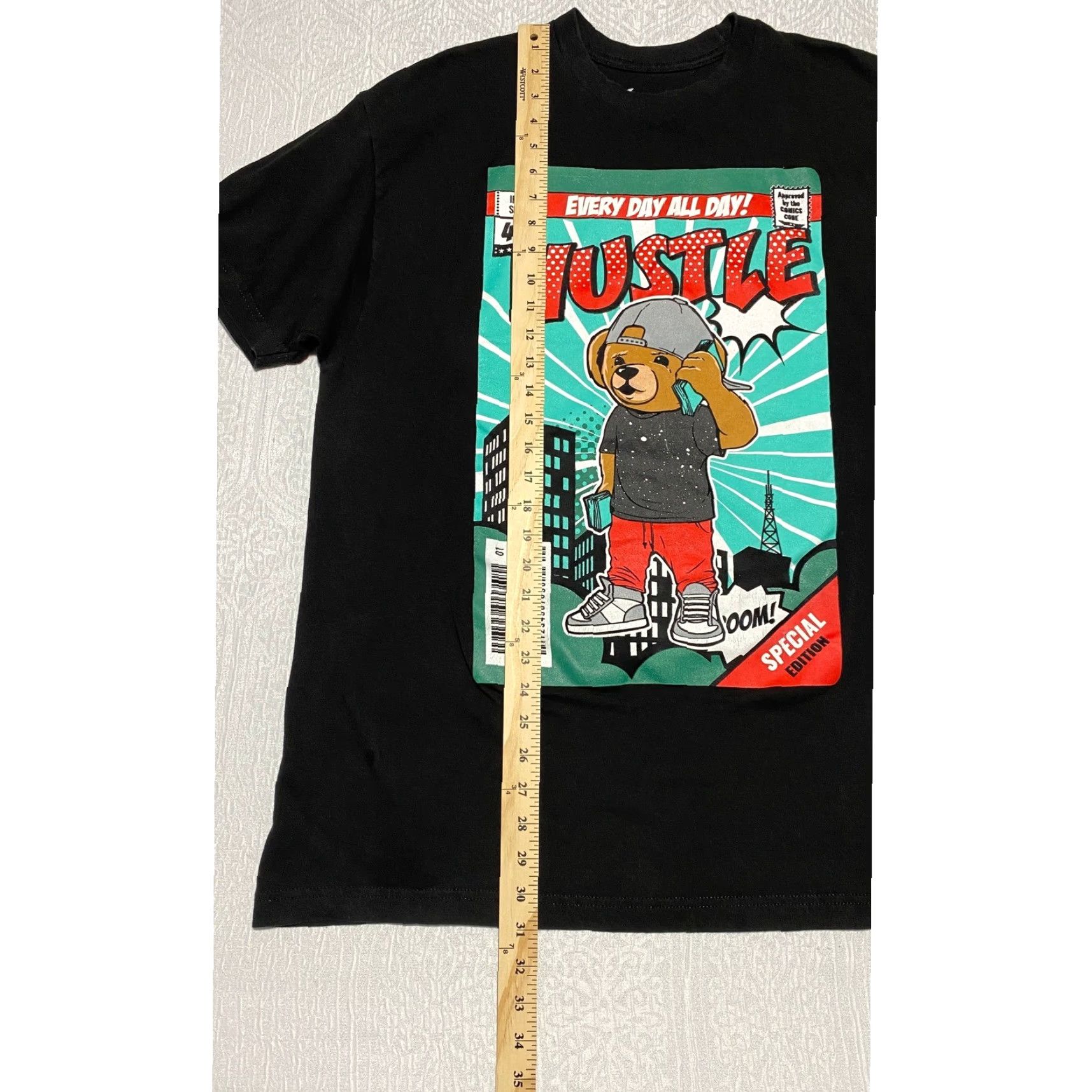 VIBE VIBES T-Shirt Graphic Print Bear Hustle 2XL Men Black Short Sleeve Crew Neck Vintage: No (Note: Vintage field is No; adjust if needed) Size US XXL / EU 58 / 5 - 4 Thumbnail