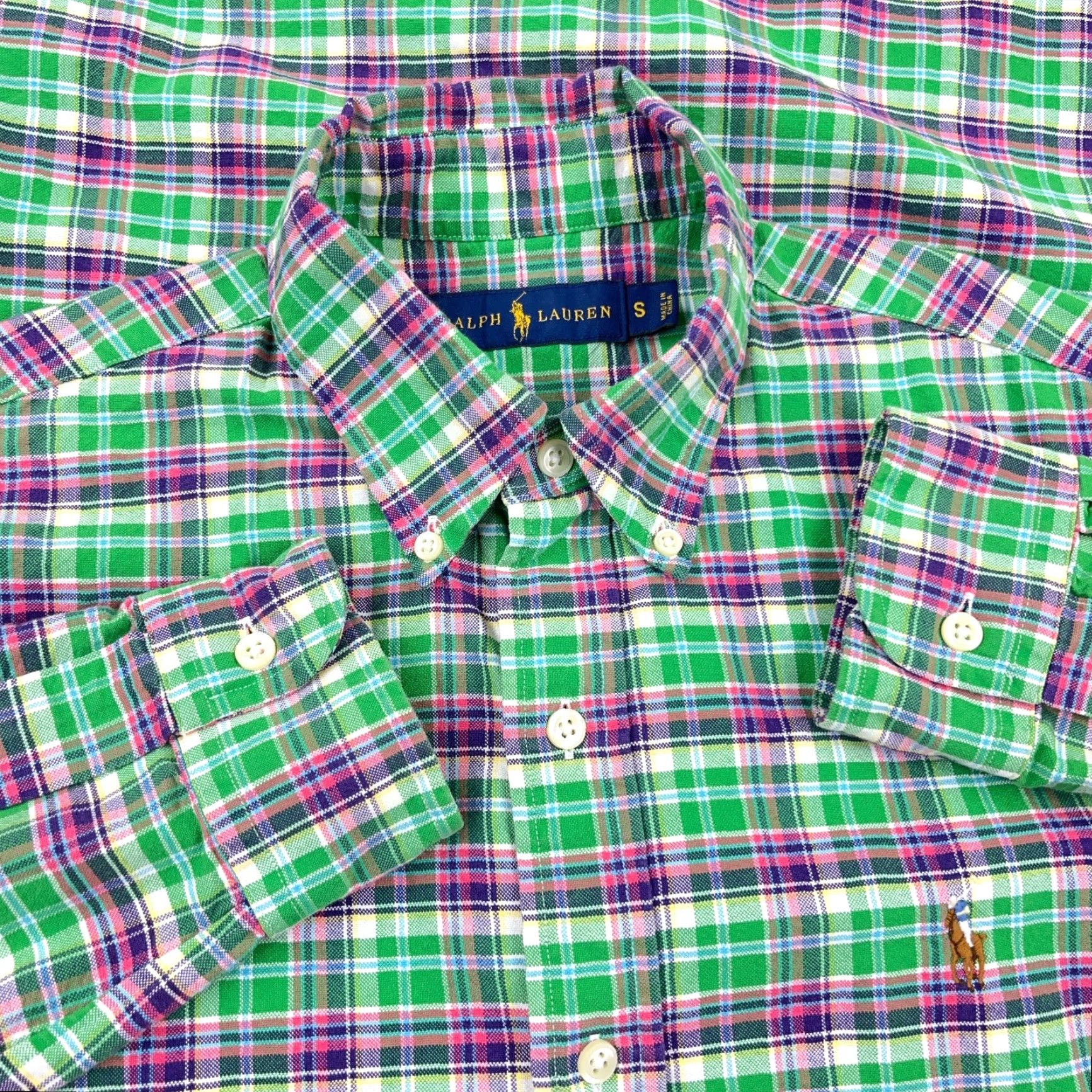 Ralph Lauren Ralph Lauren Shirt Men S Green Pink Button Up Oxford Cloth Plaid A36 Size US S / EU 44-46 / 1 - 2 Thumbnail