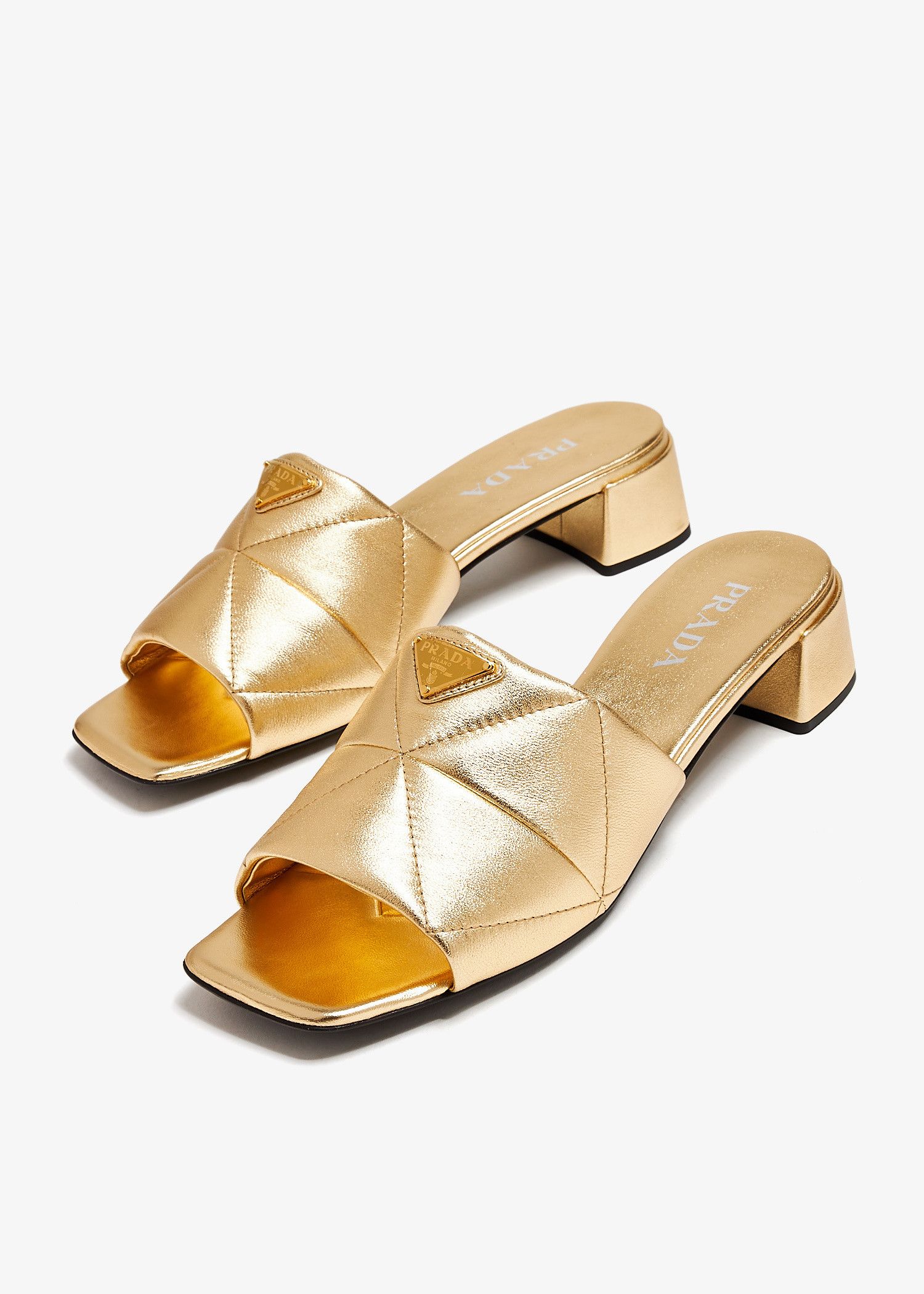 Prada oc11z0625 Quilted Nappa Slides Sandals in Gold Size US 9 / IT 39 - 4 Thumbnail