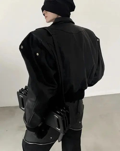 VIBE Autumn PU leather jacket long sleeve zipper gothic style Size US XL / EU 56 / 4 - 3 Thumbnail