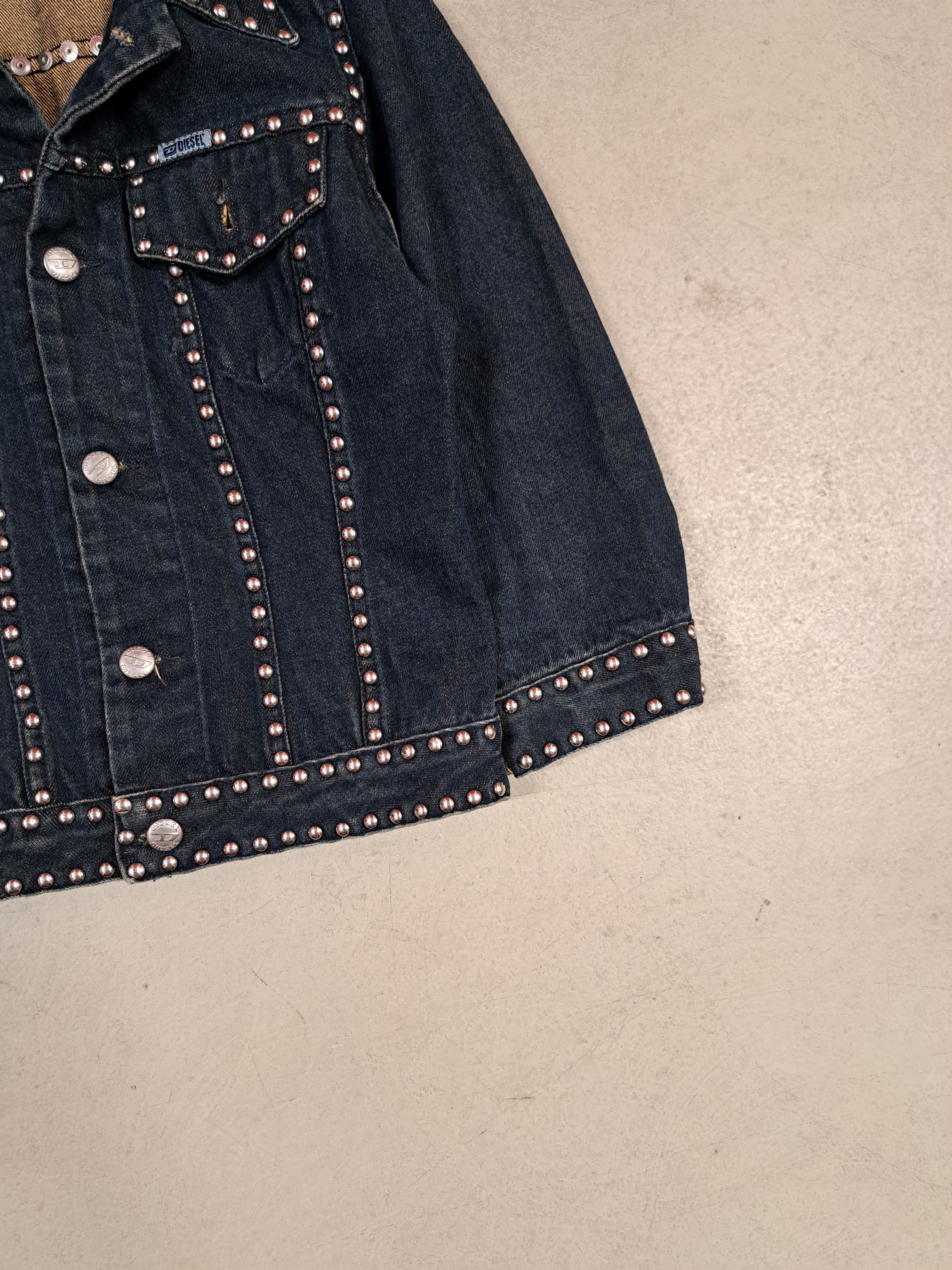Diesel Vintage y2k Diesel Sick Cropped Studded Denim Jacket Size S / US 4 / IT 40 - 3 Thumbnail