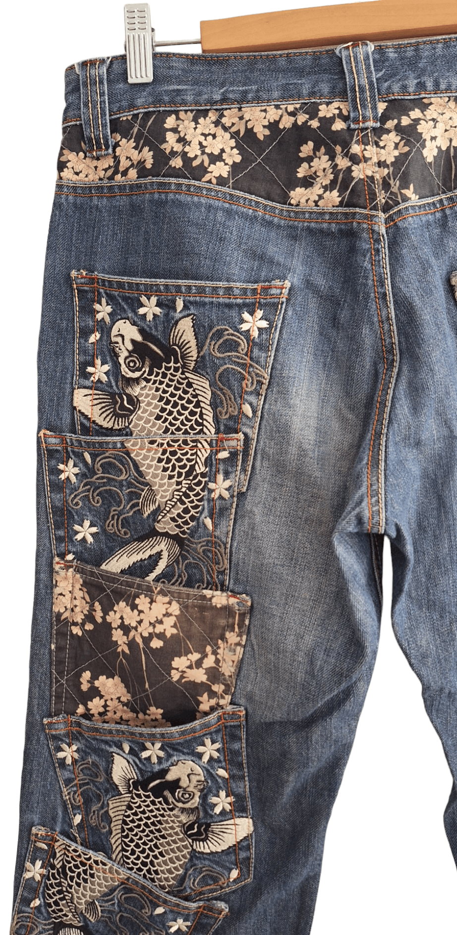 Japanese Brand Japanese Brand Infinity Fish Koi Multipocket Jeans Size US 32 / EU 48 - 11 Thumbnail