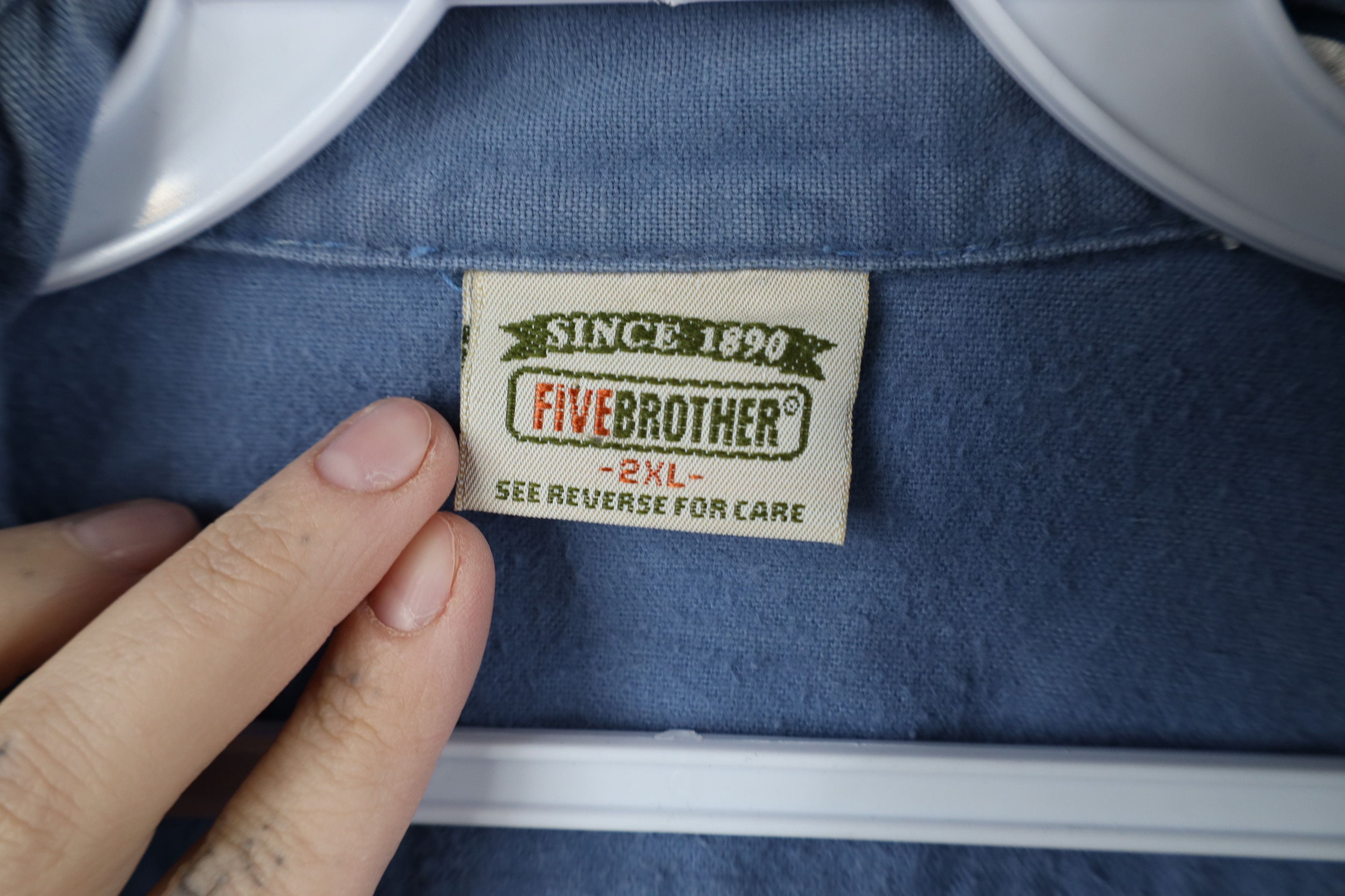 FiveBrother Vintage 90s Five Brother Chamois Cloth Button Shirt Blue USA Size US XXL / EU 58 / 5 - 8 Thumbnail
