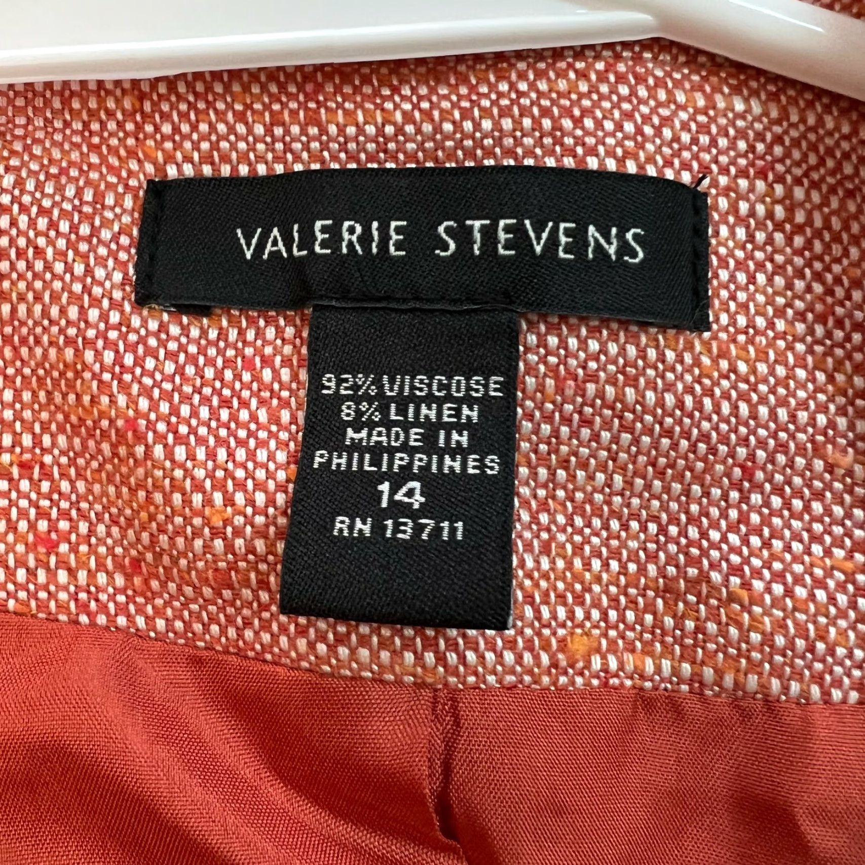 Vintage VINTAGE Valerie Stevens Womens Blazer Jacket Size 14 Long Sleeve Orange Solid Casual Autumn Winter Size XL / US 12-14 / IT 48-50 - 7 Thumbnail