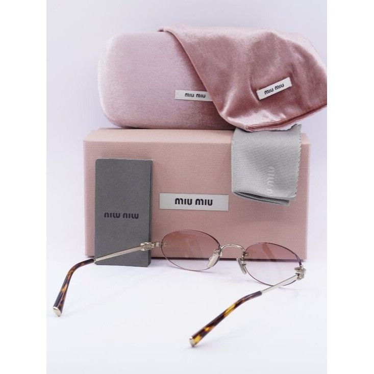 Miu Miu Miu Miu MUA54S ZVN70O Sunglasses Pale Gold Oval Frame Size ONE SIZE - 9 Thumbnail