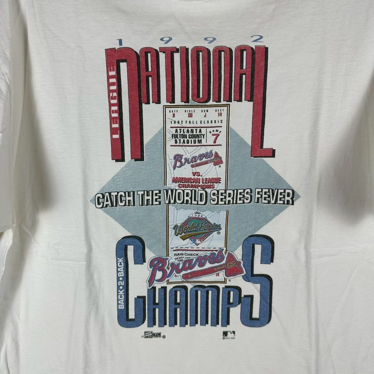 Vintage 1992 Atlanta Braves Champs MLB Catch the World Series Tee Size US XL / EU 56 / 4 - 2 Thumbnail