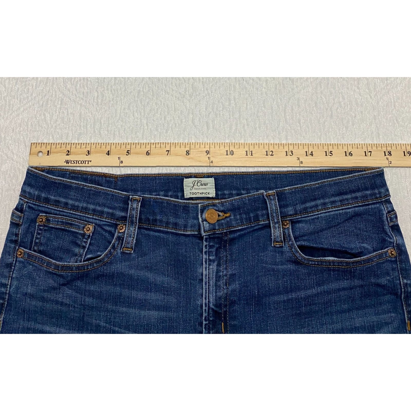 J.Crew J. Crew Jeans Women J.CREW Toothpick Skinny 5-Pocket Denim Blue Size 32 Medium Wash Stretch Womens Regular Size 24" / US 00 / IT 34 - 7 Thumbnail
