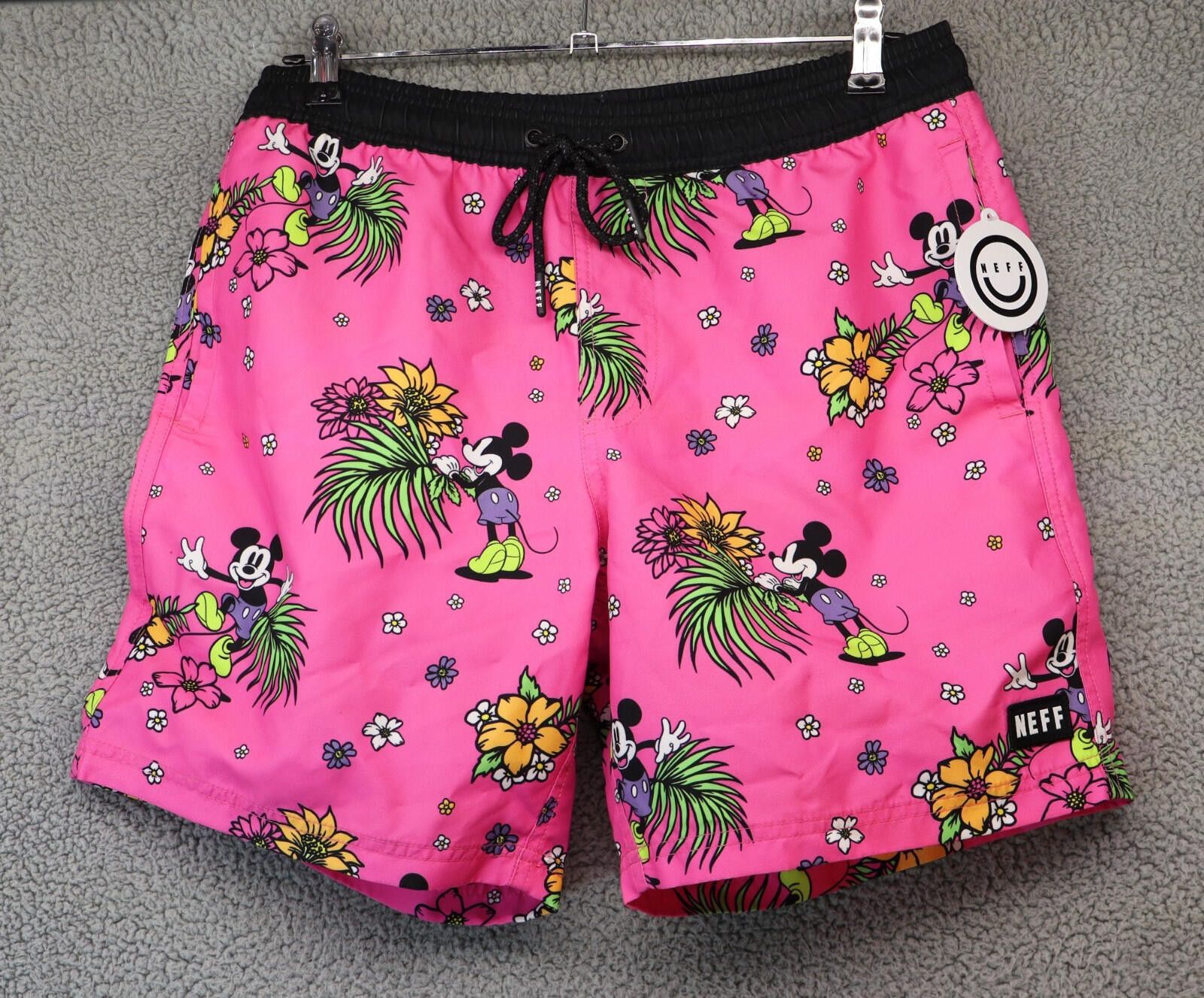 NEFF Neff Disney Mickey Mouse Men Medium Swim Trunks Pink Floral Size US 32 / EU 48 - 1 Thumbnail