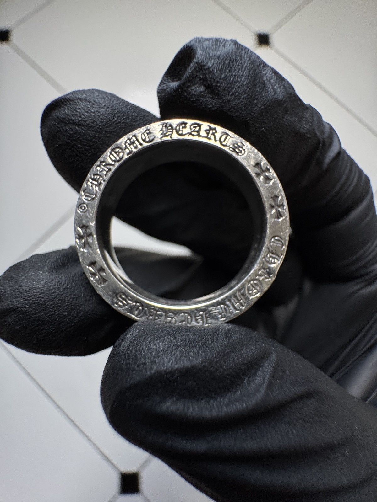 +CHROME HEARTS+ MALIBU FU RING SILVER マリブ リング シルバー Authentic [Chrome Hearts] 3mm FU Ring - LA / Mailbu / L