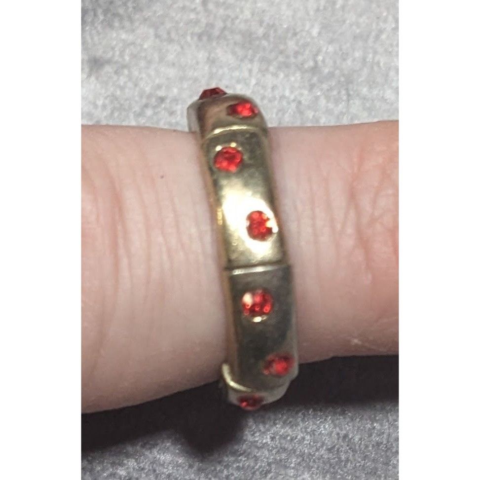 Other Red Rhinestone Gold Tone Funky Stretch Ring Size 6 1/4 Size ONE SIZE - 14 Thumbnail