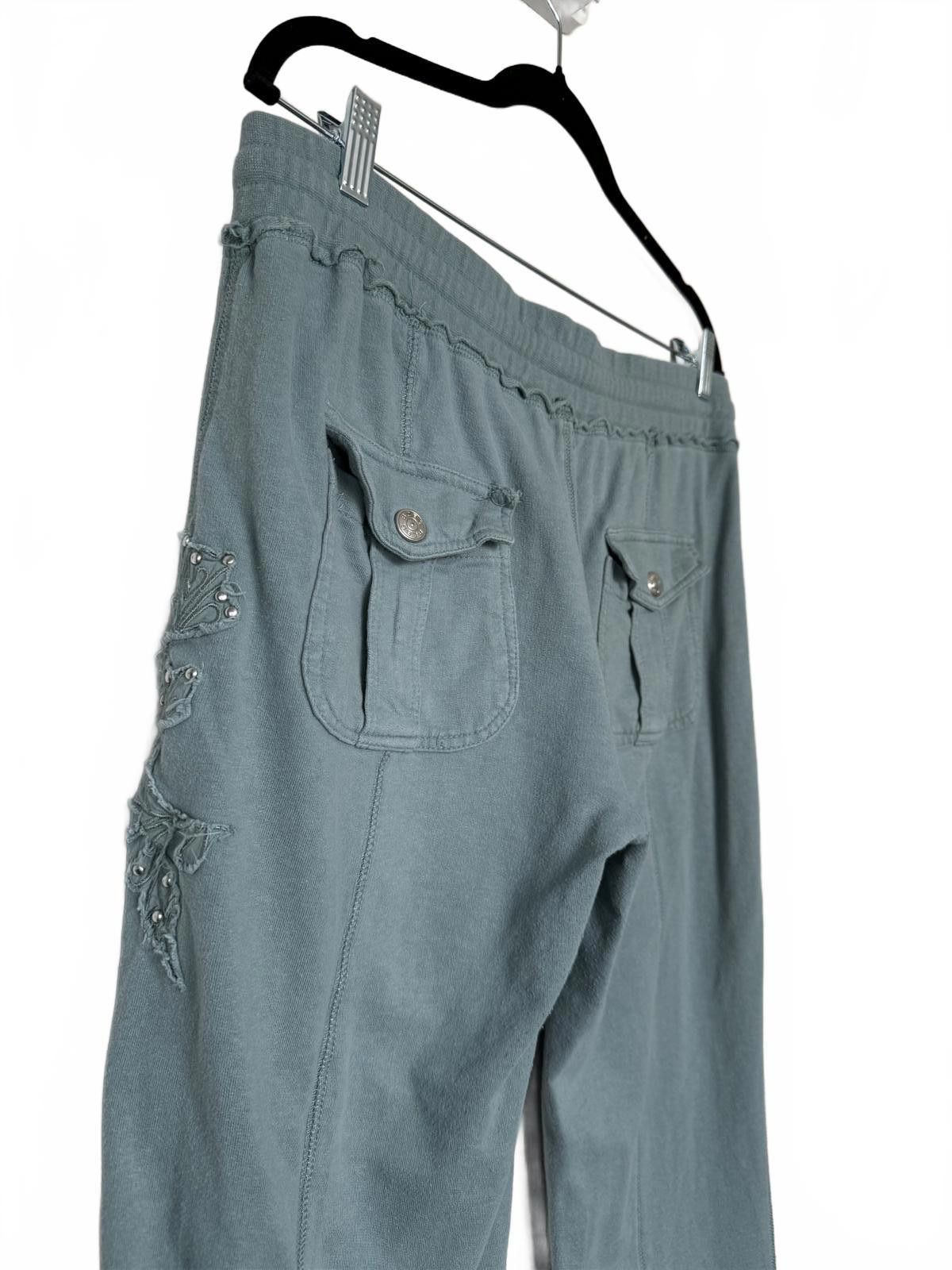 Designer Y2K BCBG Embroidered Flare Leg Pants Size 40" / US 18 - 2 Thumbnail