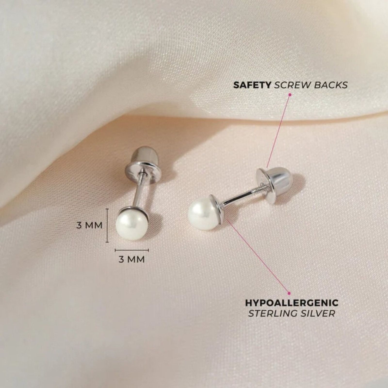 Other Classic Simulated Pearl White 3-5mm - Sterling Silver Size ONE SIZE - 2 Thumbnail