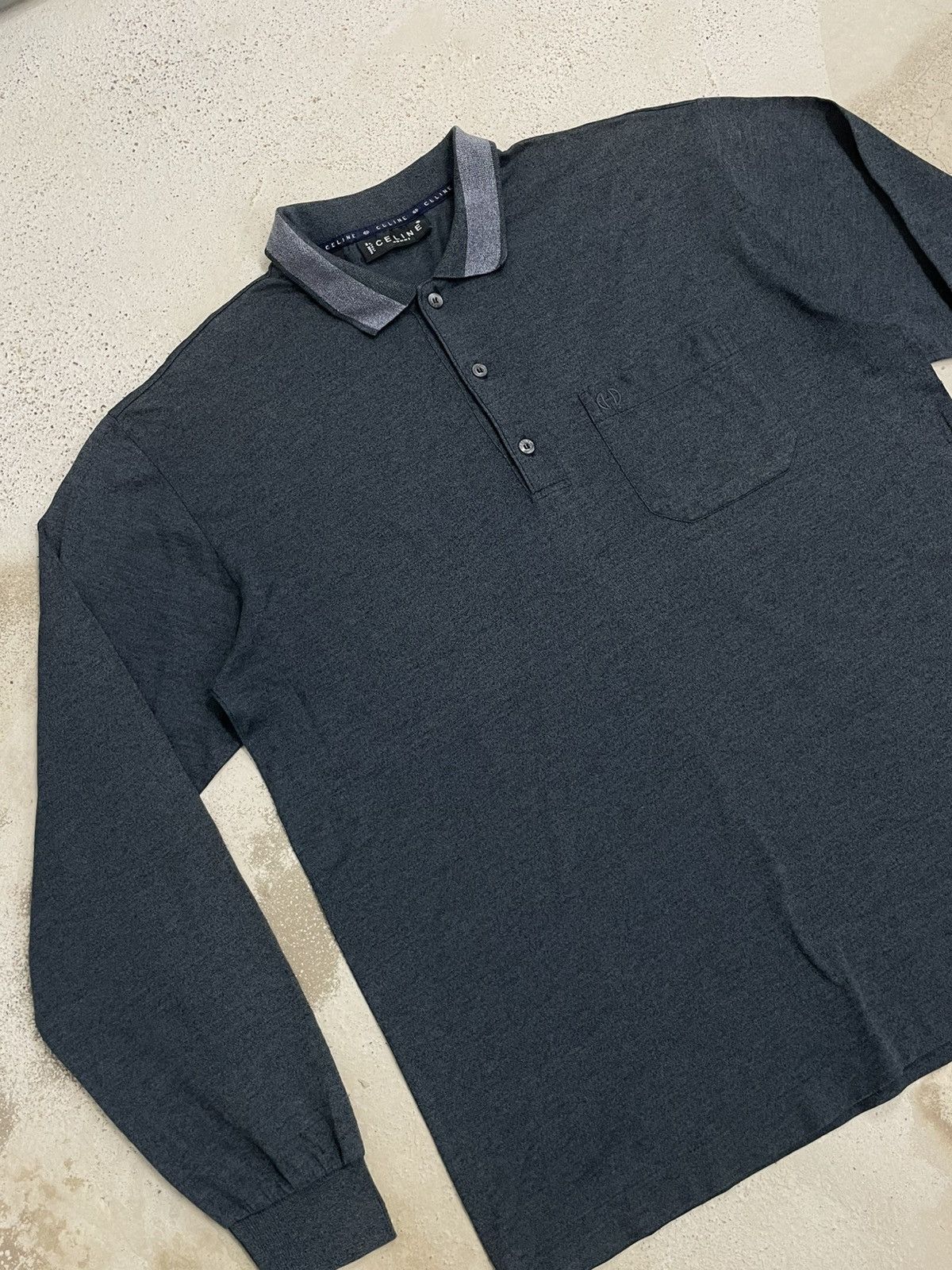 Celine Celine Homme Vintage Longsleeve Collar Blue Gray Size US M / EU 48-50 / 2 - 5 Thumbnail