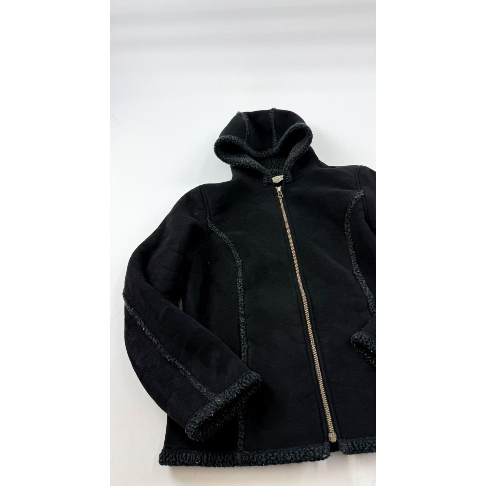 Vintage L.L.Bean Jacket Womens Medium Black Hooded Sherpa Lined Full Zip Fleece Warm Size M / US 6-8 / IT 42-44 - 2 Thumbnail