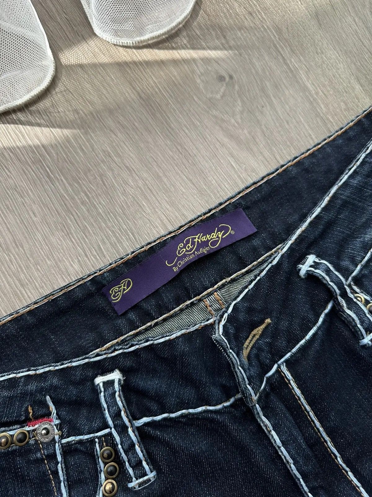 Christian Audigier × Ed Hardy × Vintage Vintage Ed Hardy Christian Audigier Denim Pants Size US 29 - 13 Thumbnail