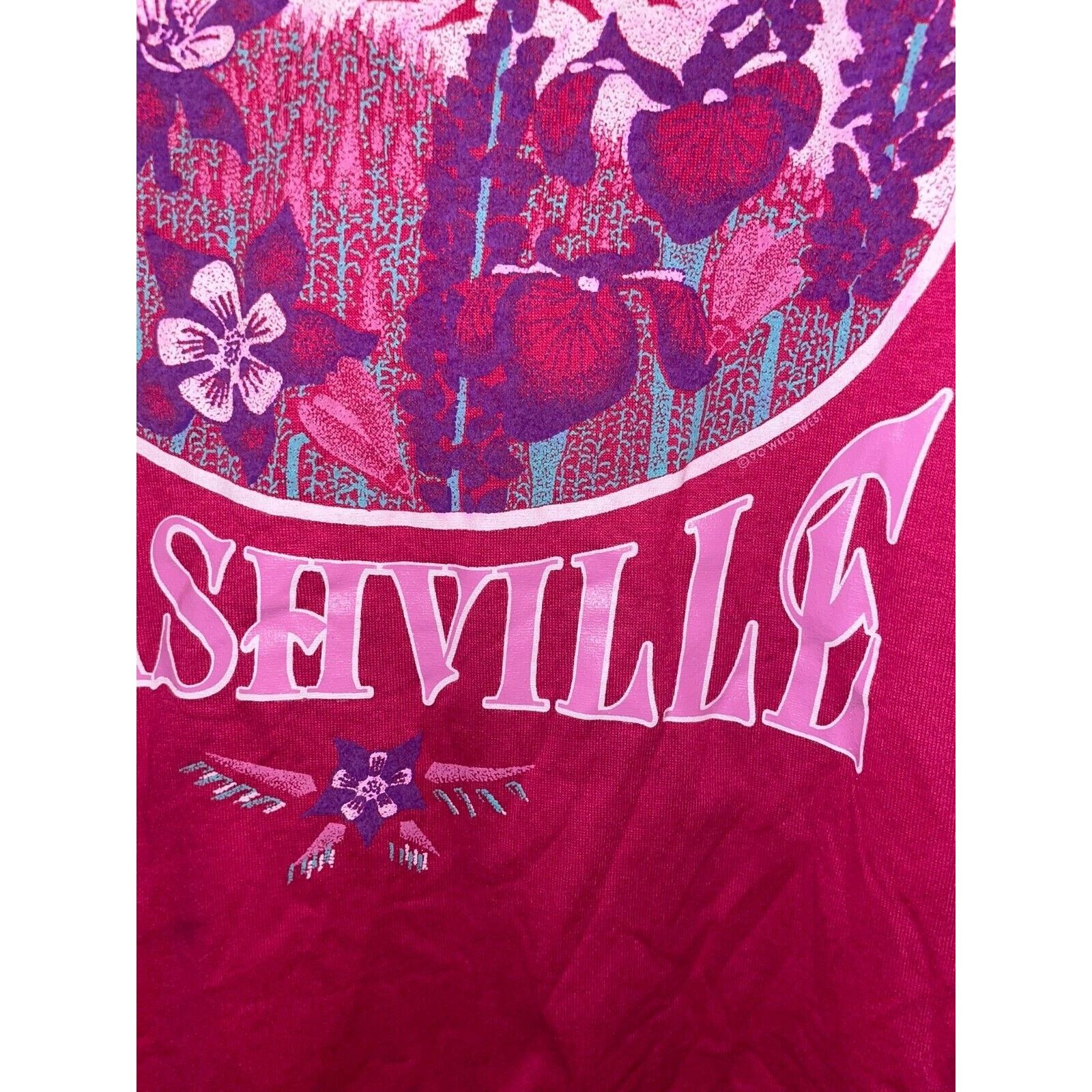 Jerzees Vintage Nashville Shirt Flower Pink Paint 90s Stained VTG M Size US M / EU 48-50 / 2 - 5 Thumbnail