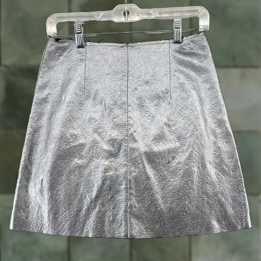 Sam Edelman Sam Edelman Skirt Women 4 A-Line Stretch Silver Cotton Blend Short High Rise Vintage No Size 27" / US 4 / IT 40 - 1 Thumbnail