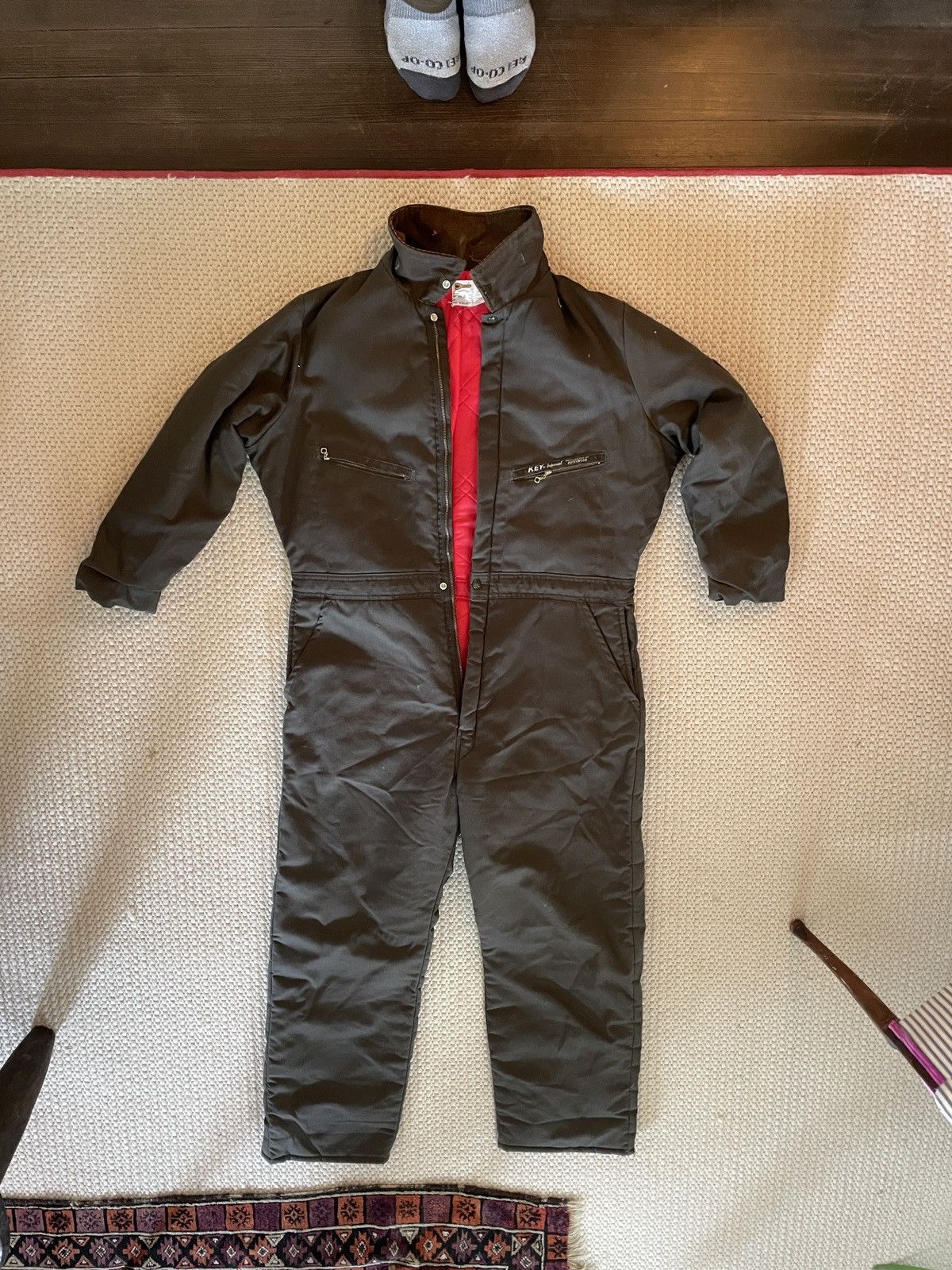 image of Key Acquisitions Vintage Key Imperial Farm Mechanic One Piece Suit Coveralls in Green (Size Large)