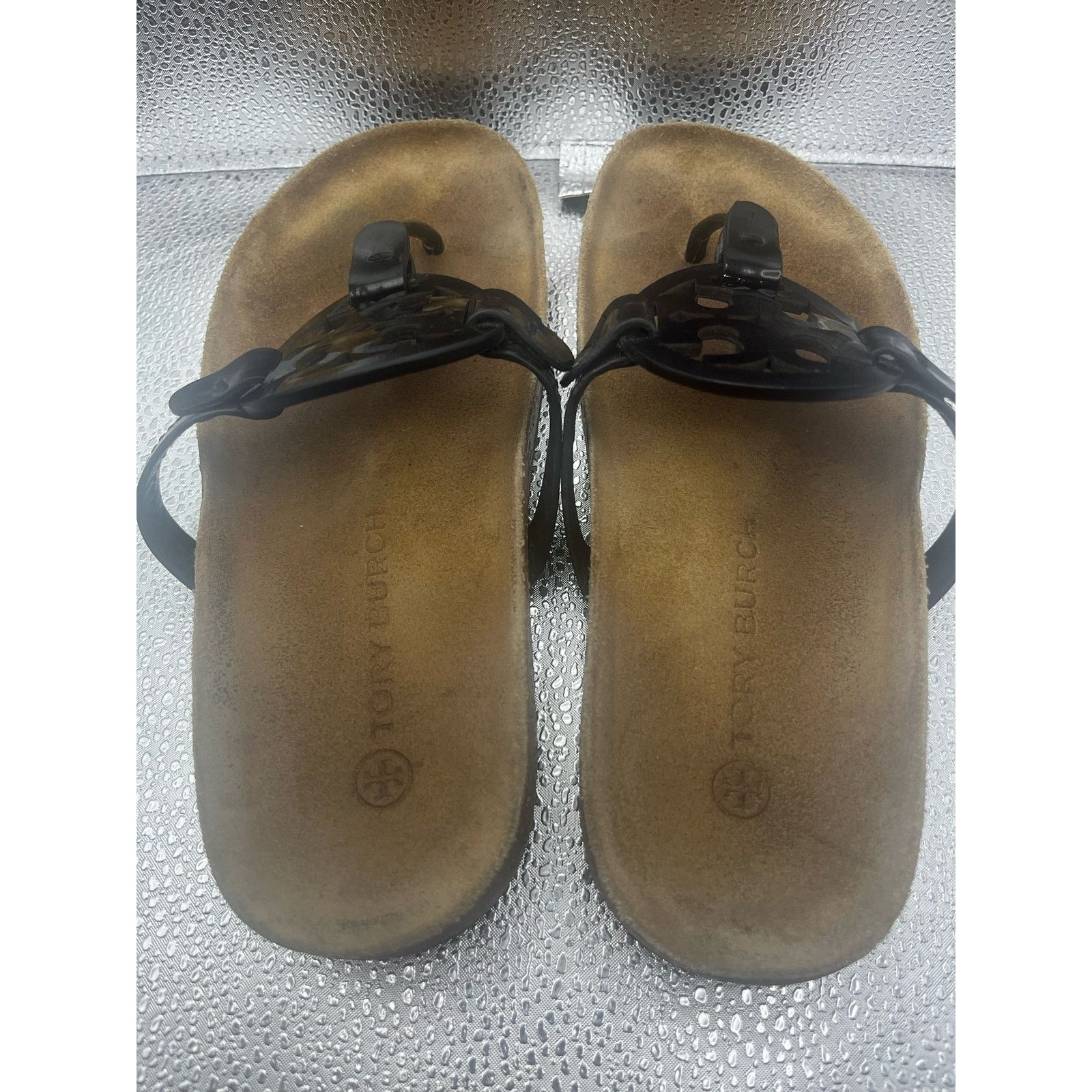 Tory Burch Tory Burch Miller Cloud Black Patent Sandals Flip Flops 7" Size US 7 / IT 37 - 4 Thumbnail