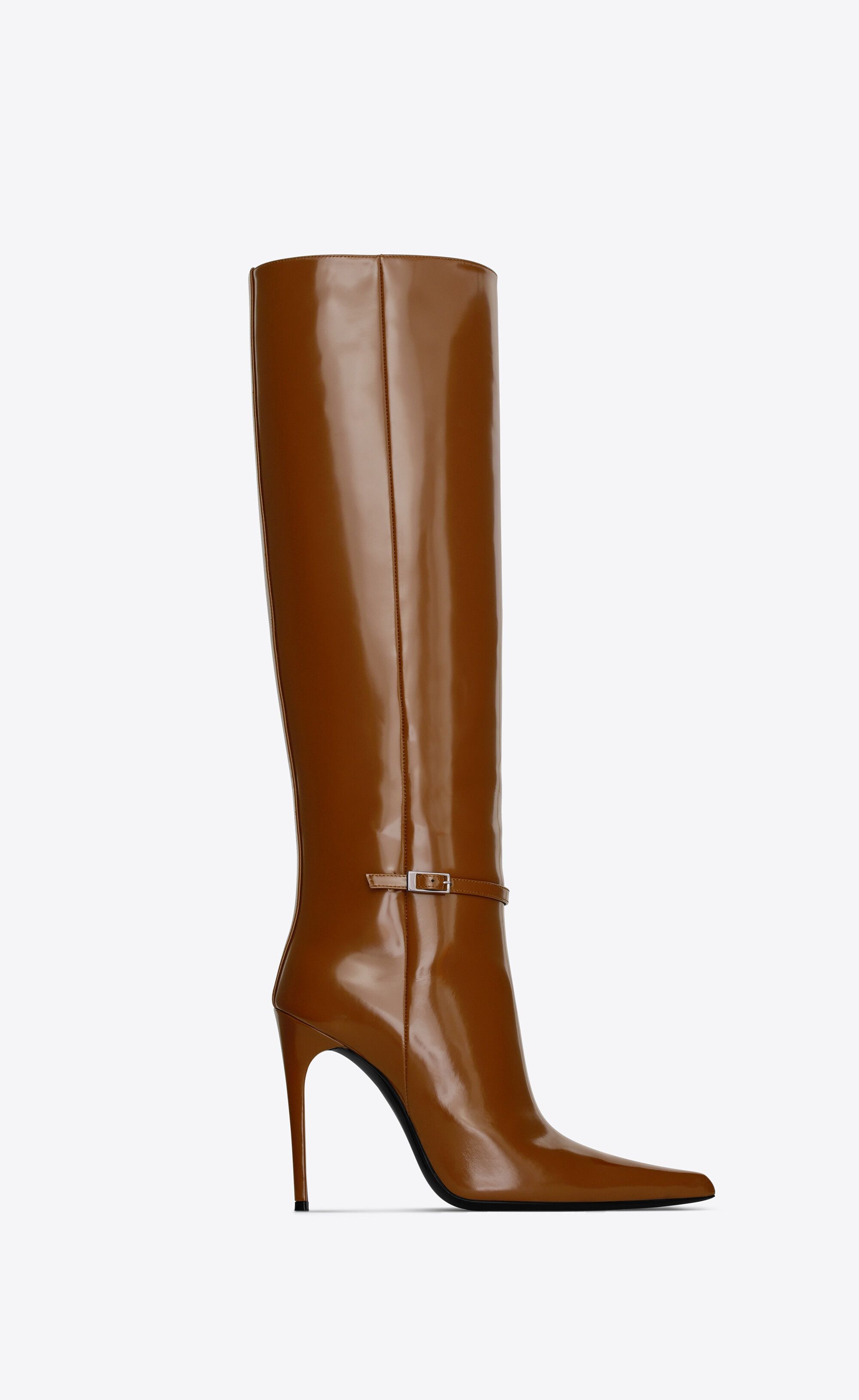 Saint Laurent Paris vendome boots in glazed leather brown Size US 7 / IT 37 - 1 Thumbnail