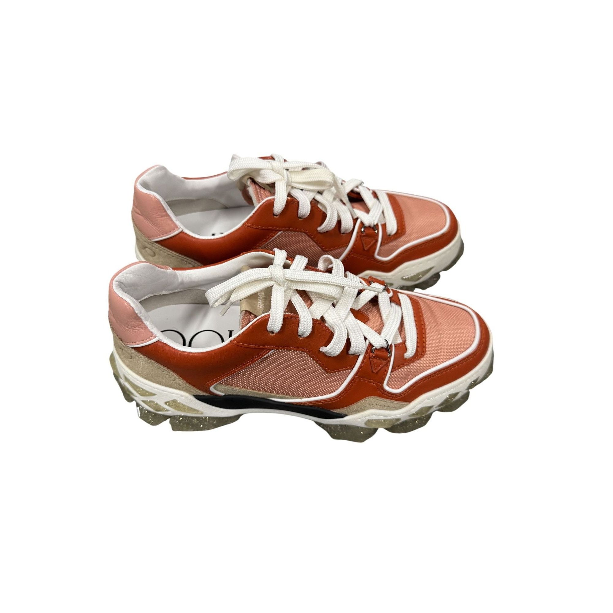 Jimmy Choo Jimmy Choo Womens Peach & White Sneakers 38.5 Leather/Suede Size US 8.5 / IT 38.5 - 14 Thumbnail