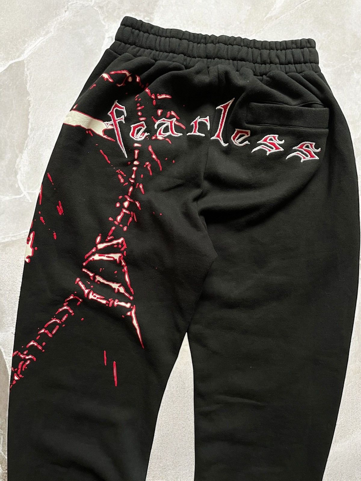 Designer × Vintage FEARLESS SKULL HEAVY COTTON SWEATPANTS Skeleton pants skull Size US 34 / EU 50 - 4 Thumbnail