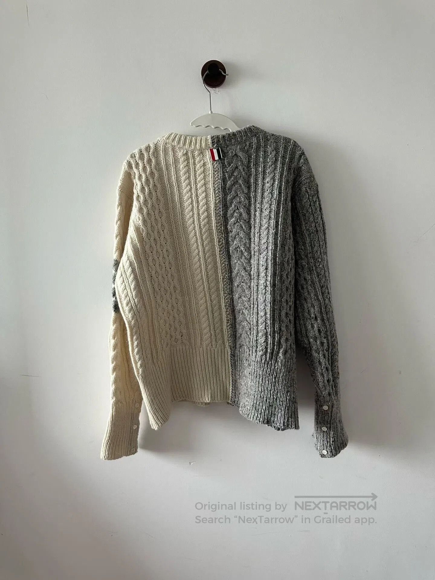 Thom Browne Thom Browne Gray White Cable Knit Sweater. Size US XXL / EU 58 / 5 - 2 Thumbnail