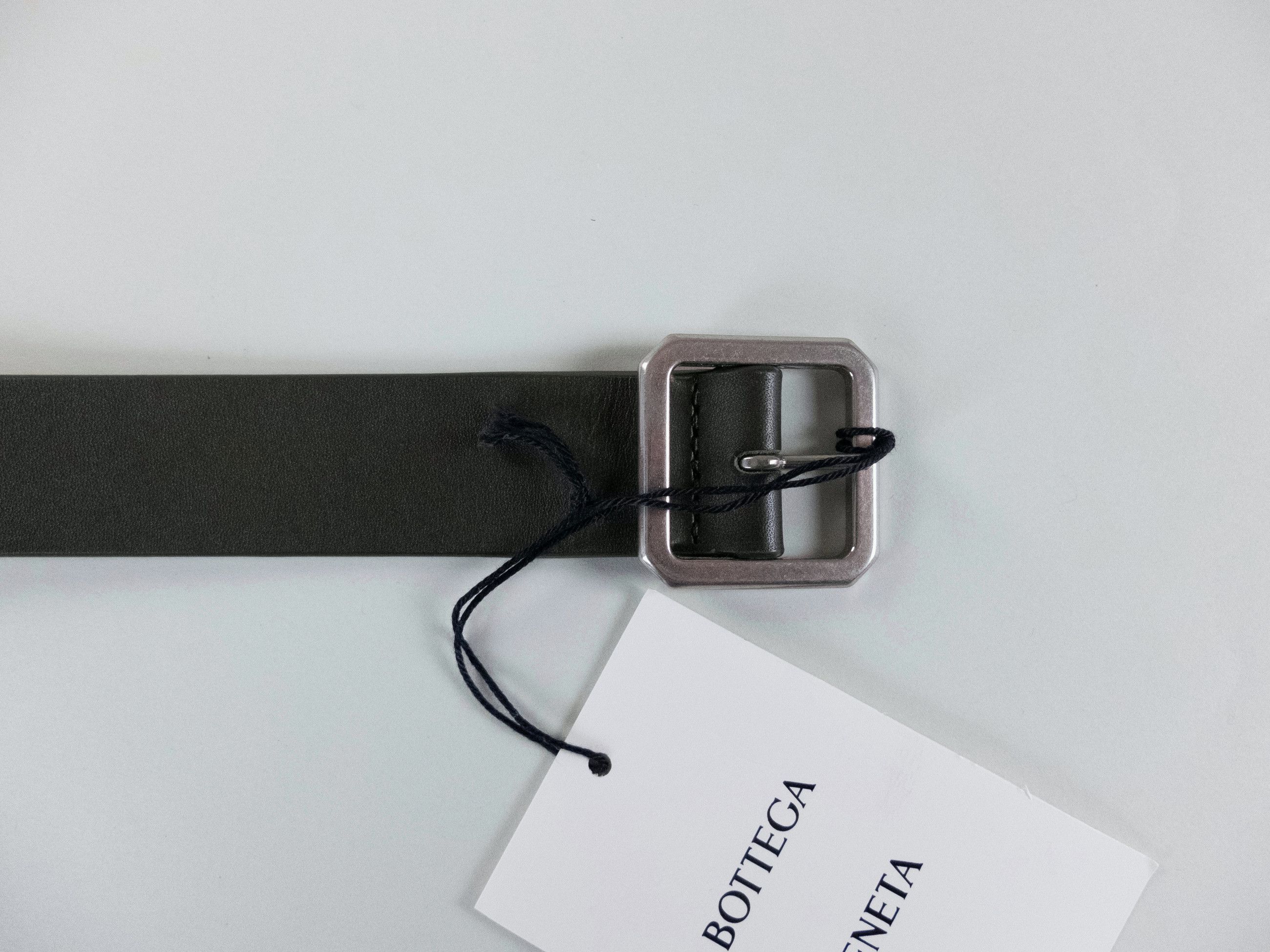 Bottega Veneta BOTTEGA VENETA dark green & kiwi reversible leather belt 95 Size 38 - 2 Thumbnail