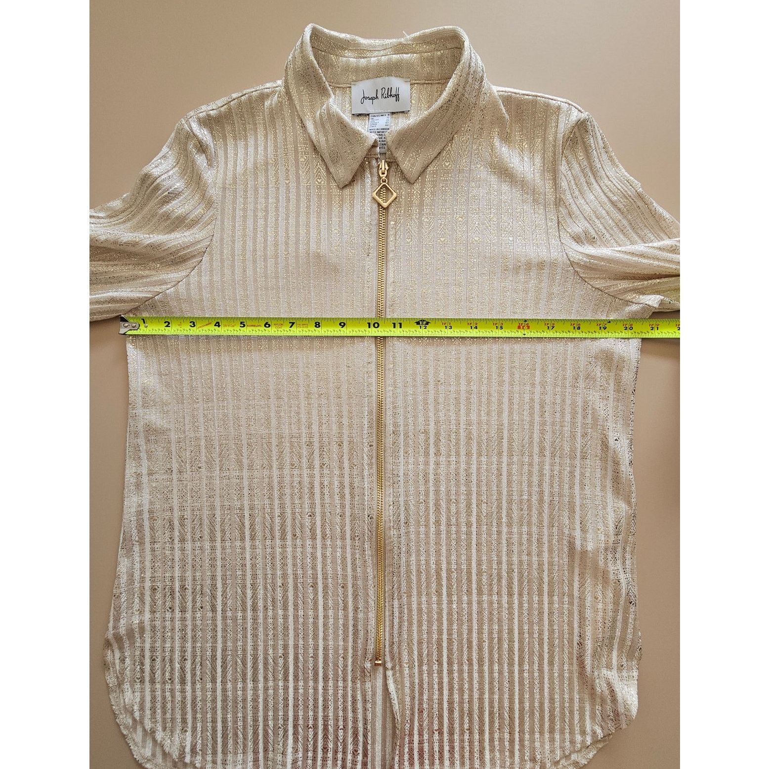 Joseph Ribkoff Joseph Ribkoff Beige/Gold Zip Shimmer Jacket Shacket Top 8 Size M / US 6-8 / IT 42-44 - 10 Thumbnail