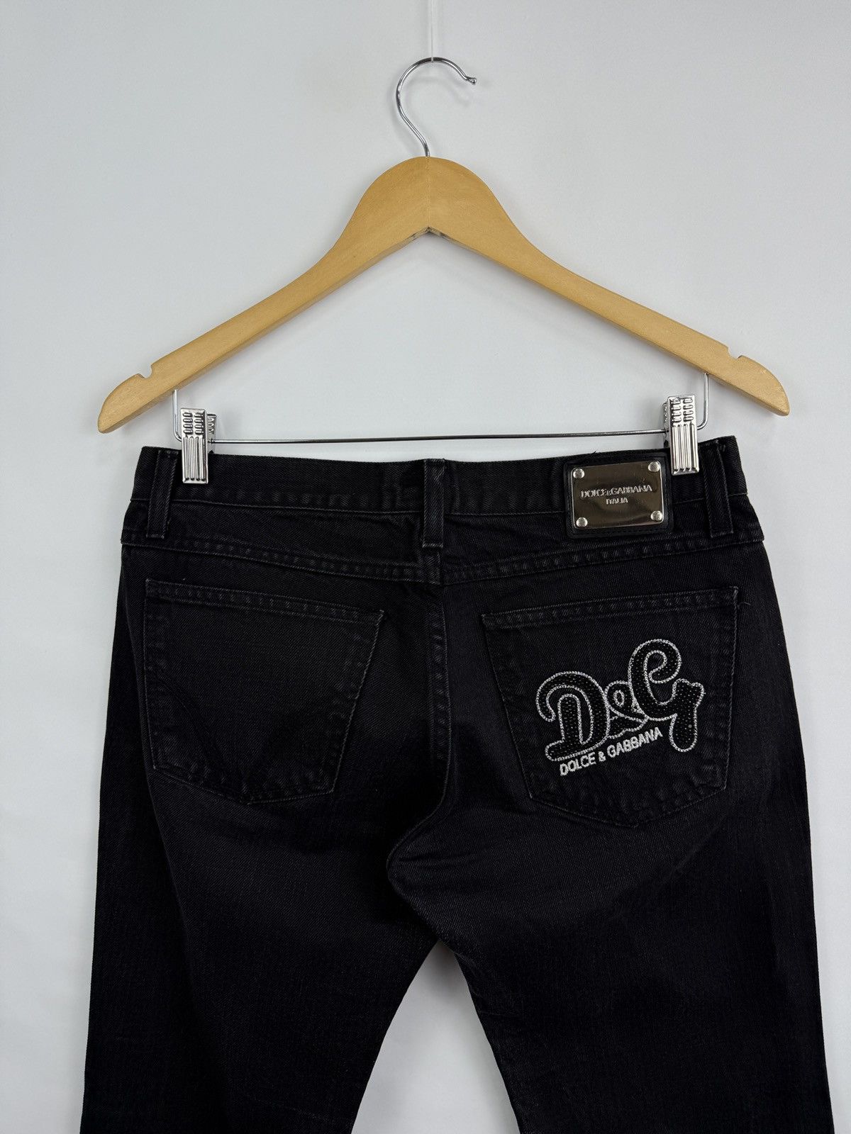 Dolce & Gabbana 🇮🇹 Vtg 90s Dolce Gabbana Italia Rhinestone Embellished Jeans Size 29" - 9 Thumbnail