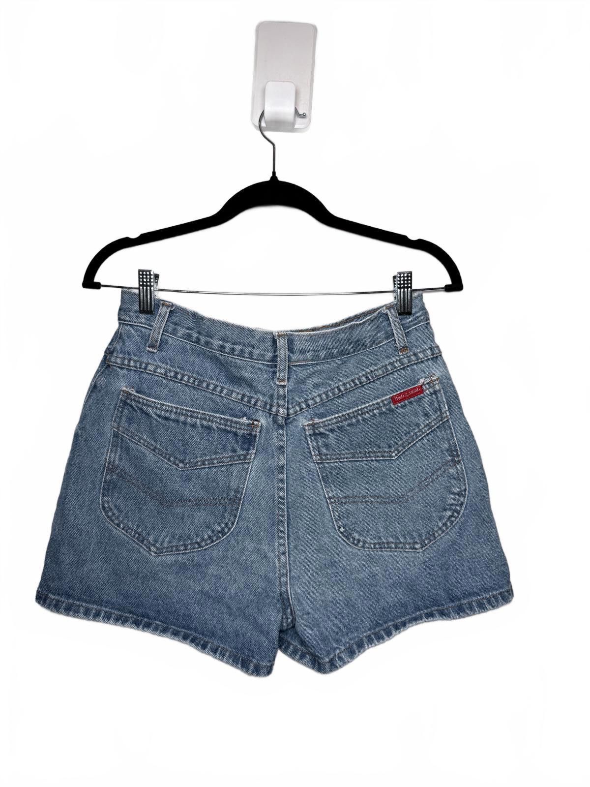 Designer Womens Retro Vintage Classic Blue Denim High Rise Shorts Size 28" / US 6 / IT 42 - 2 Thumbnail
