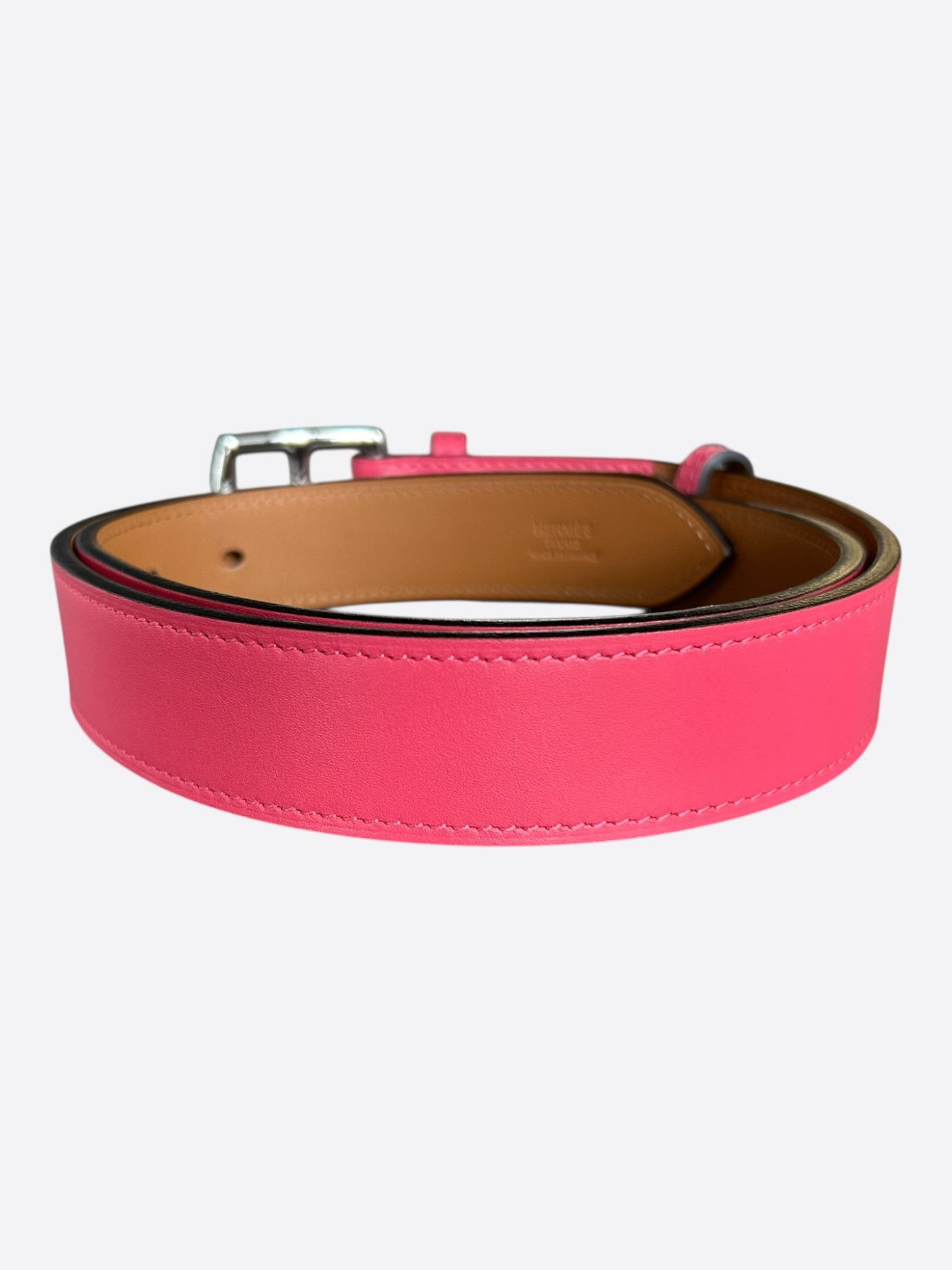 Hermes Hermes Pink Swift & Palladium Etriviere Belt Size 30 - 2 Thumbnail