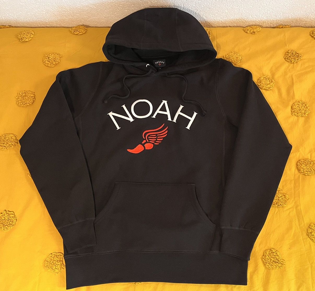 Noah Noah Winged Foot Embroidered Hoodie Black Grailed