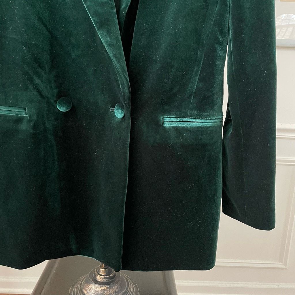 I.N.C INC International Concepts Green Velvet Double Breasted Blazer S Size S / US 4 / IT 40 - 3 Thumbnail