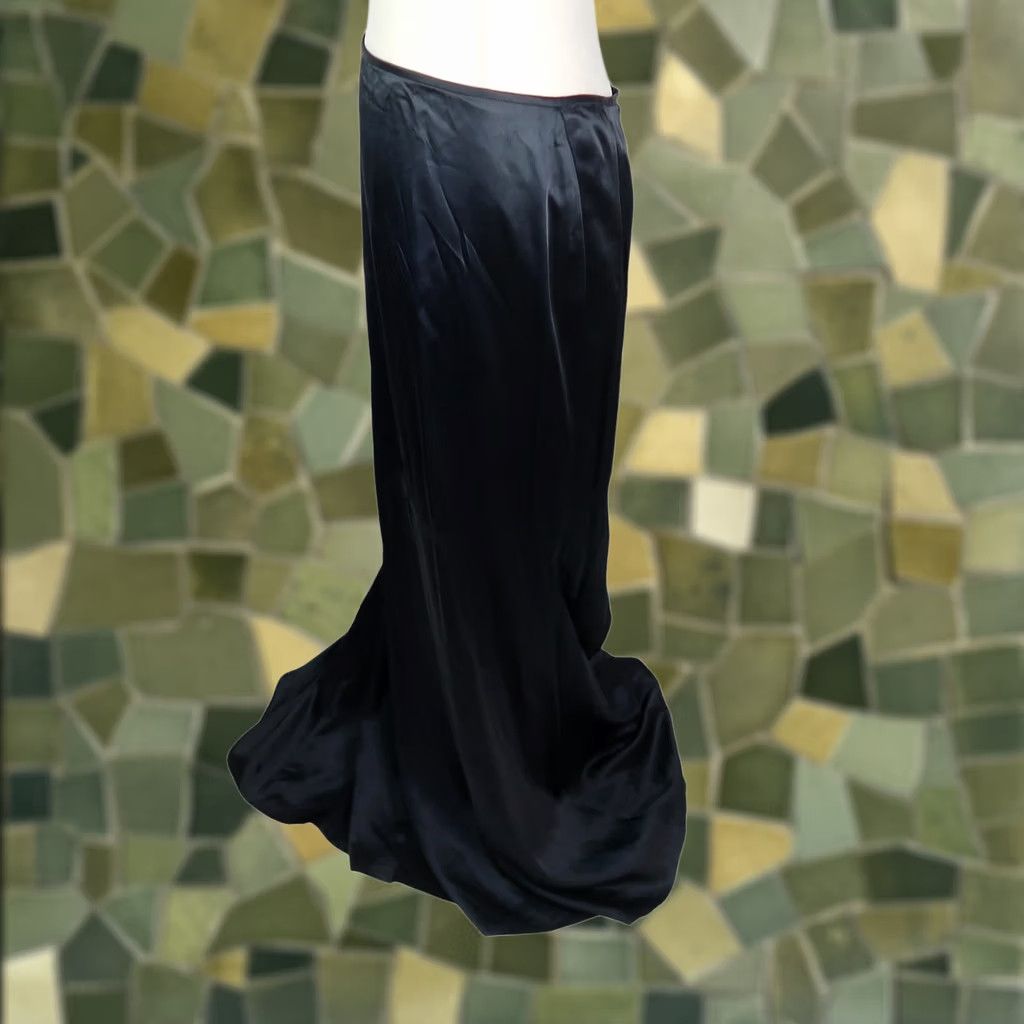 Vintage Carmen Marc Valvo Navy Blue Satin Long Formal Maxi Skirt 12 Size 34" / US 12 / IT 48 - 1 Thumbnail