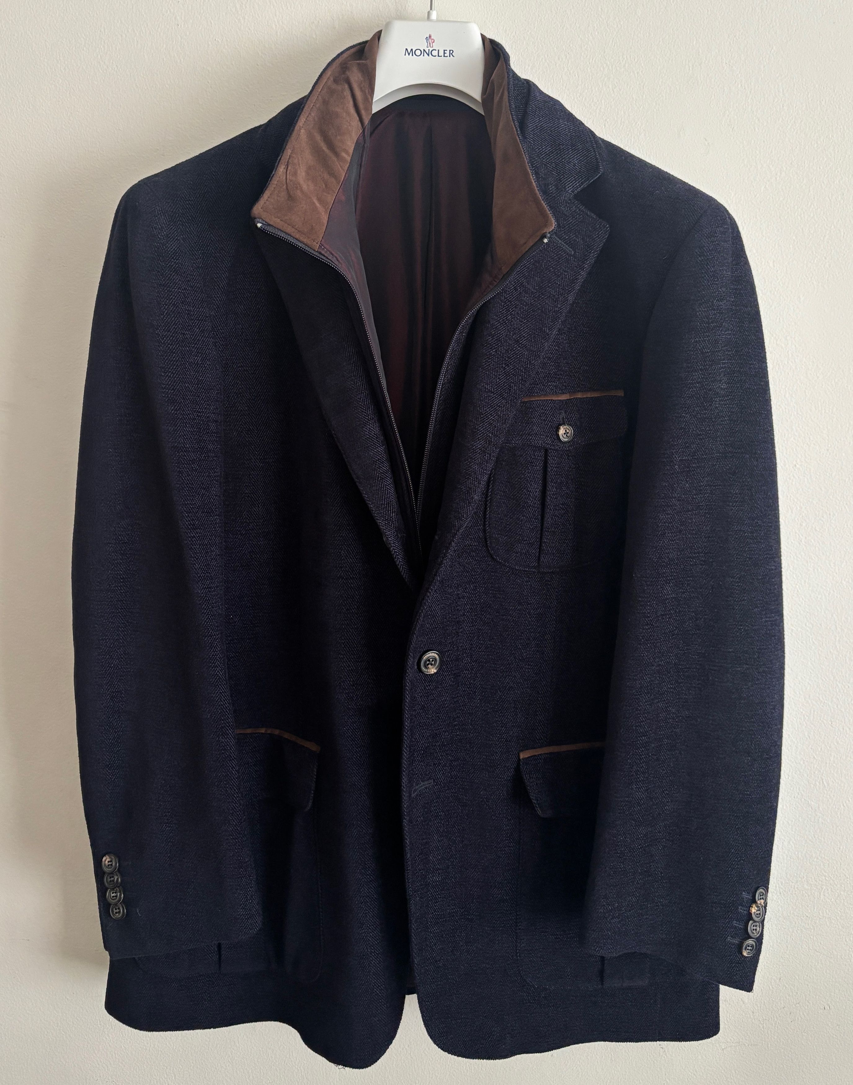 Pal Zileri $1400 Navy Herringbone Wool Hybrid Sport Coat/ Jacket - 44 Size 44R - 3 Thumbnail