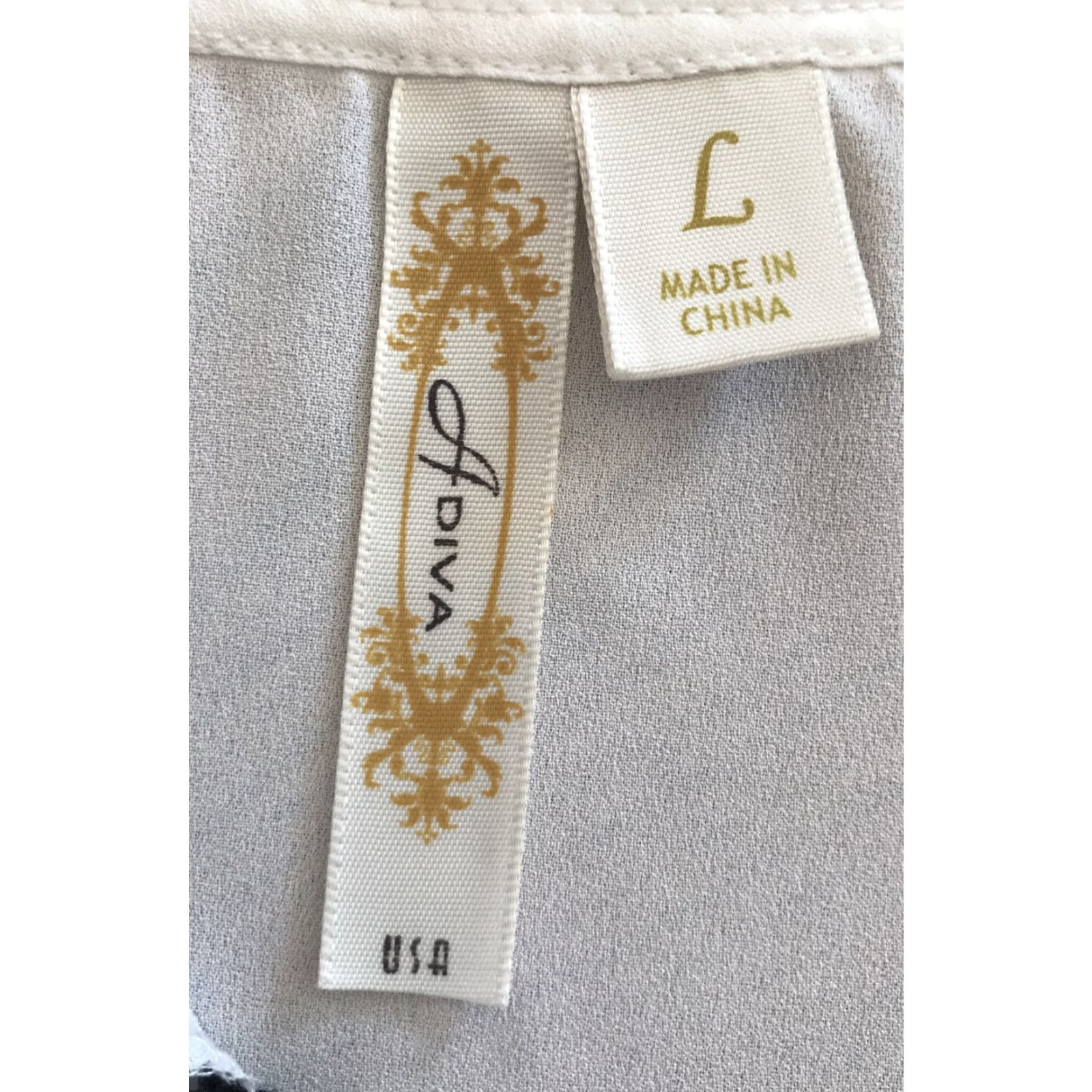 Vintage Adiva Blouse Shirt Womens L White Semi Sheer Lace Embroidered Roll Tab Sleeve Round Neck Long Sleeve Casual Size L / US 10 / IT 46 - 3 Thumbnail