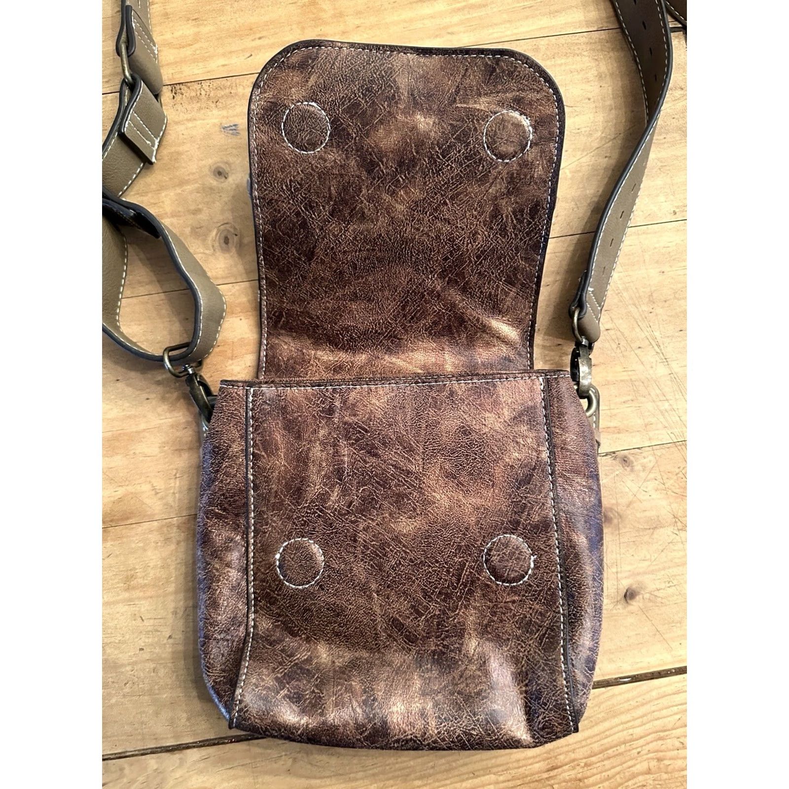 Vintage CATCHFLY Leopard Print Crossbody Purse Cross Body Leather Brown Womens Crossbody Purse Size ONE SIZE - 6 Thumbnail