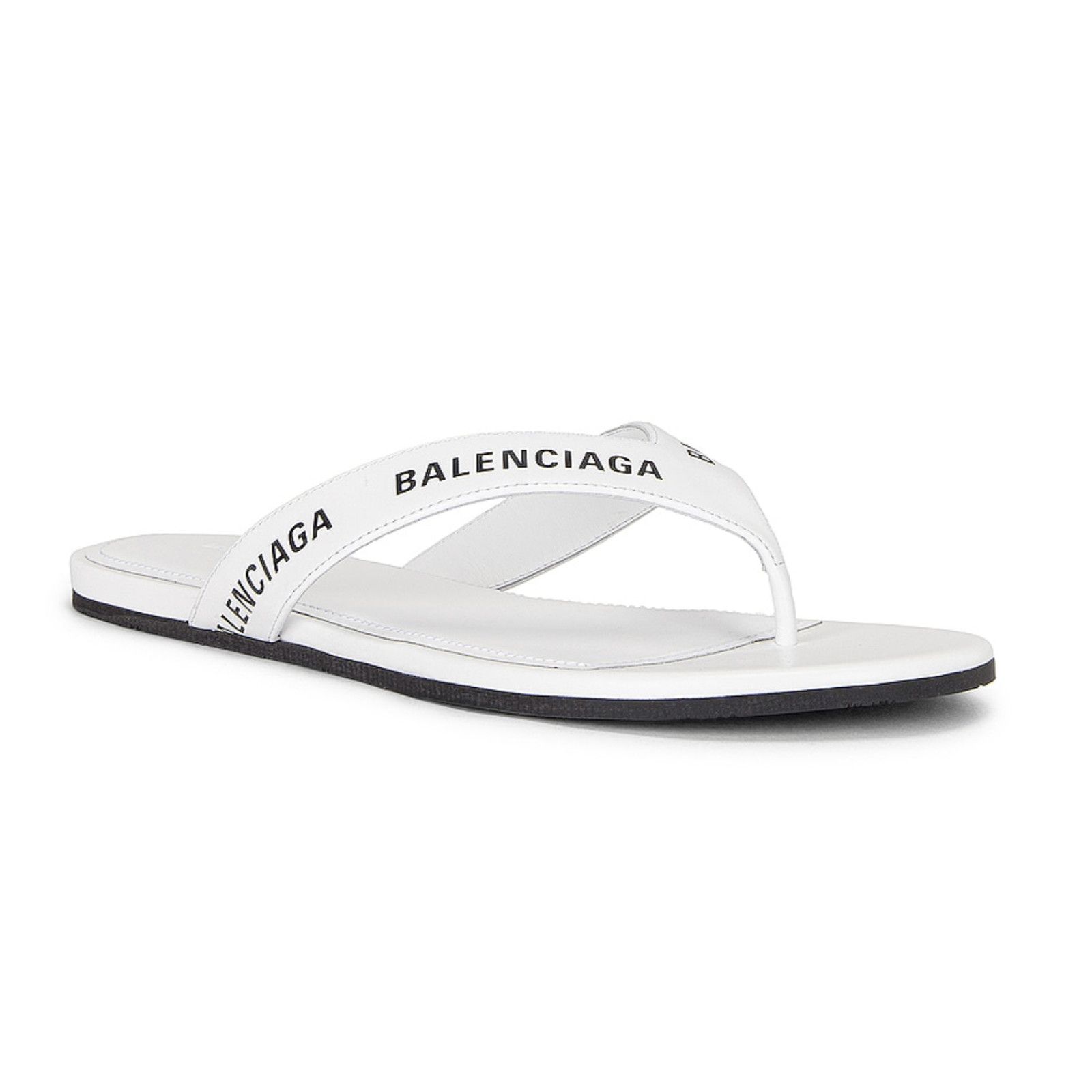 Balenciaga Balenciaga White Black Leather Logo Thong Slide Slip Sandal Size US 8.5 / IT 38.5 - 2 Thumbnail