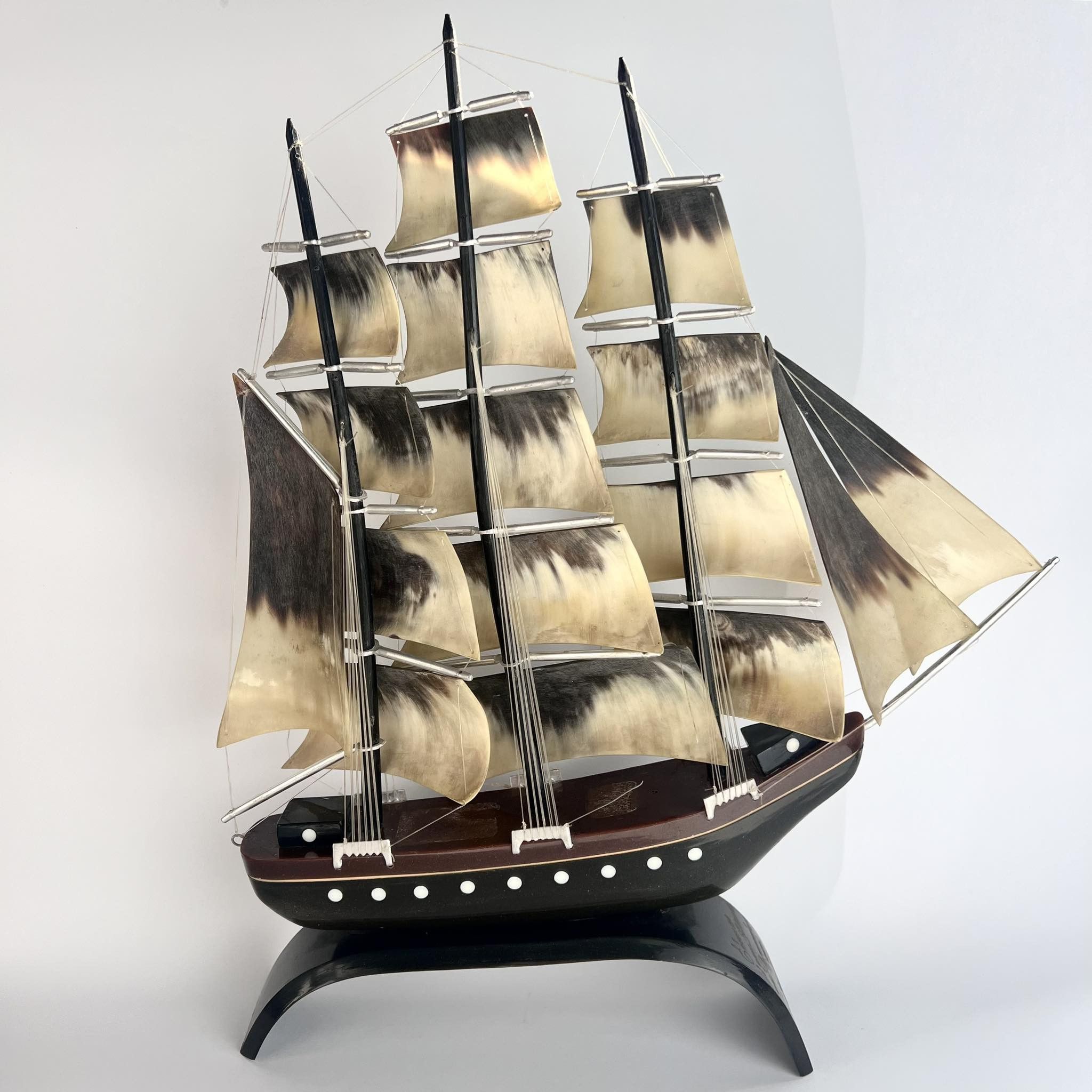 Vintage 1981 Large Vintage USSR Model of Ship Sailing Handmade Horn Size ONE SIZE - 2 Thumbnail