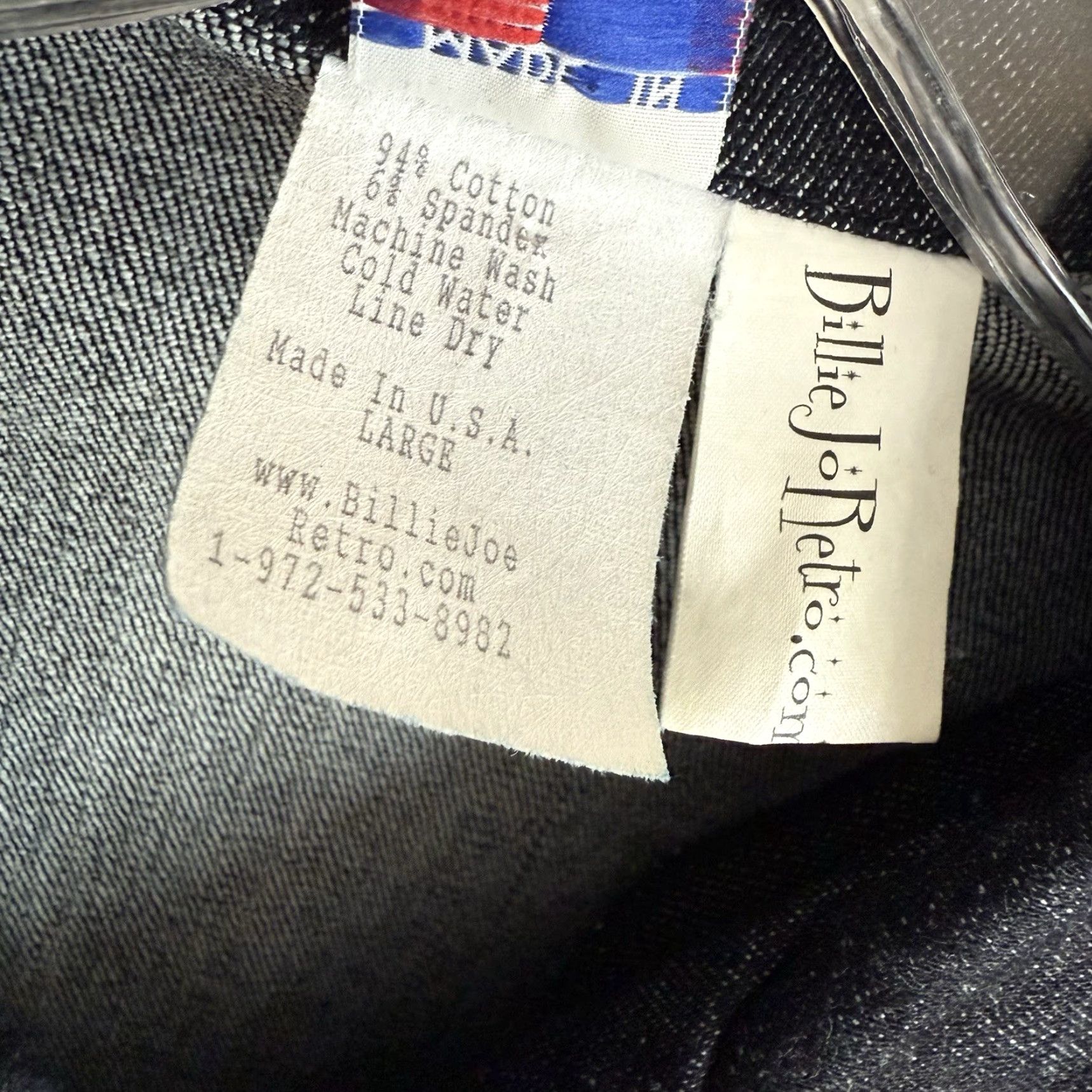Denime VINTAGE Billie Jo Retro Denim Jumpsuit One-Piece Slim Zipped Capri Pockets USA Sz L Size 36" / US 14 / IT 50 - 6 Thumbnail