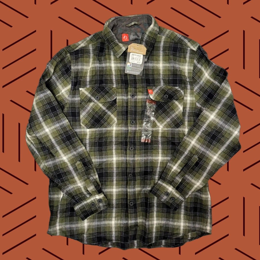Olive VINTAGE The American Outdoorsman LS Olive Ivory Plaid Flannel Shirt XL Mens Size US XL / EU 56 / 4 - 1 Thumbnail