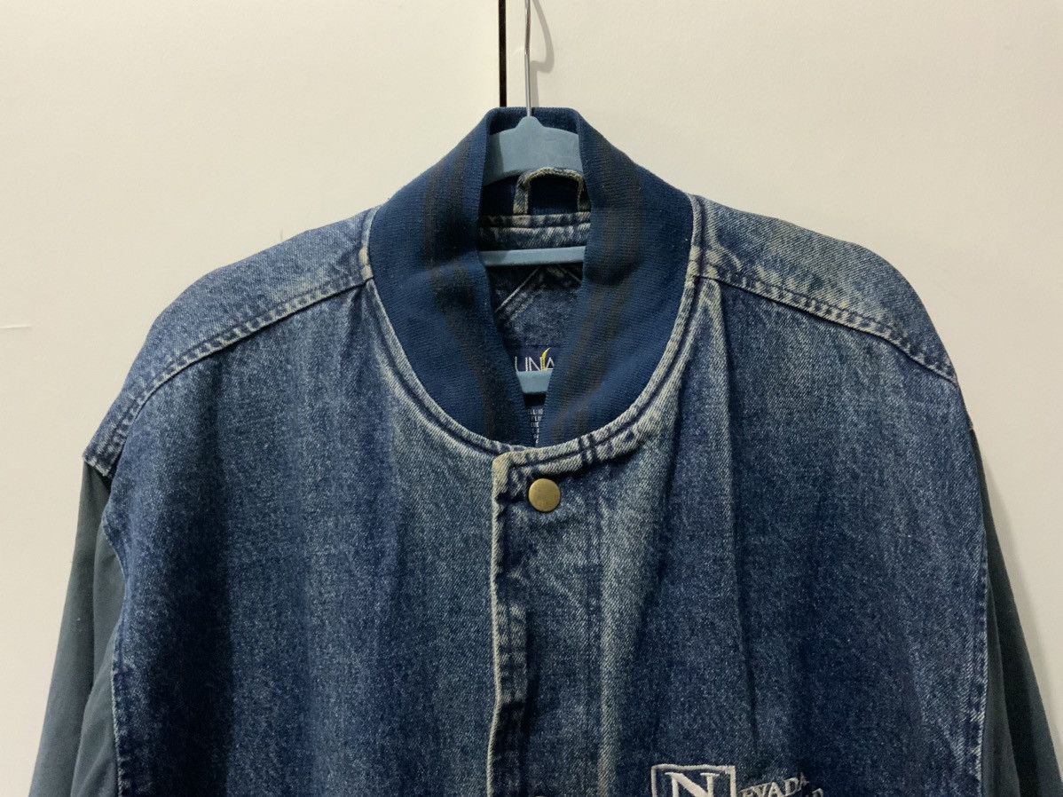 Japanese Brand Nevada Scaffold Denim Asid Light Wash Varsity Jacket Size ONE SIZE - 3 Thumbnail