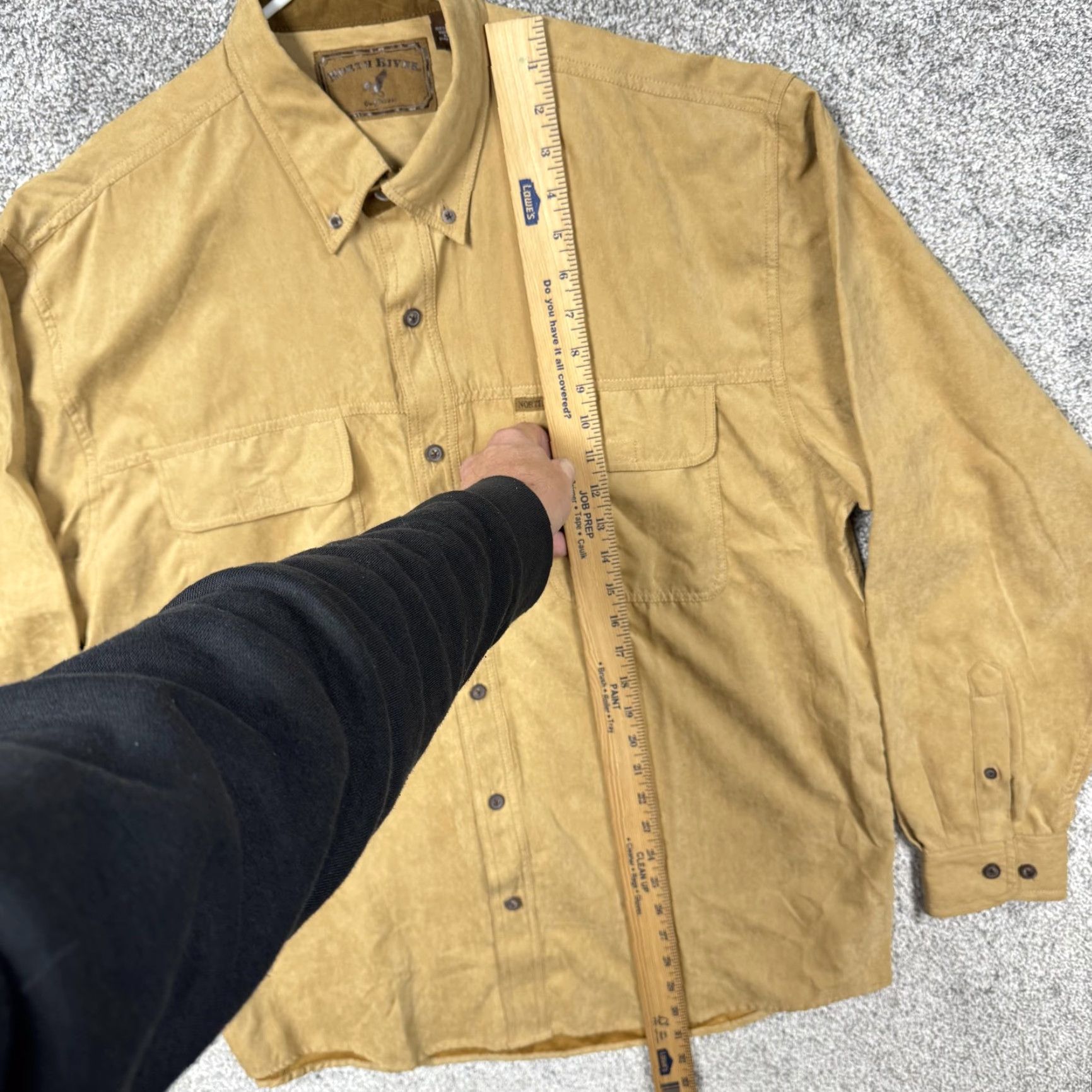 Vintage VINTAGE North River Shirt Mens L Brown Suede-Feel Polyester Button-Down Collar 70s 80s Western Gothic Cabin Classic Size US L / EU 52-54 / 3 - 2 Thumbnail
