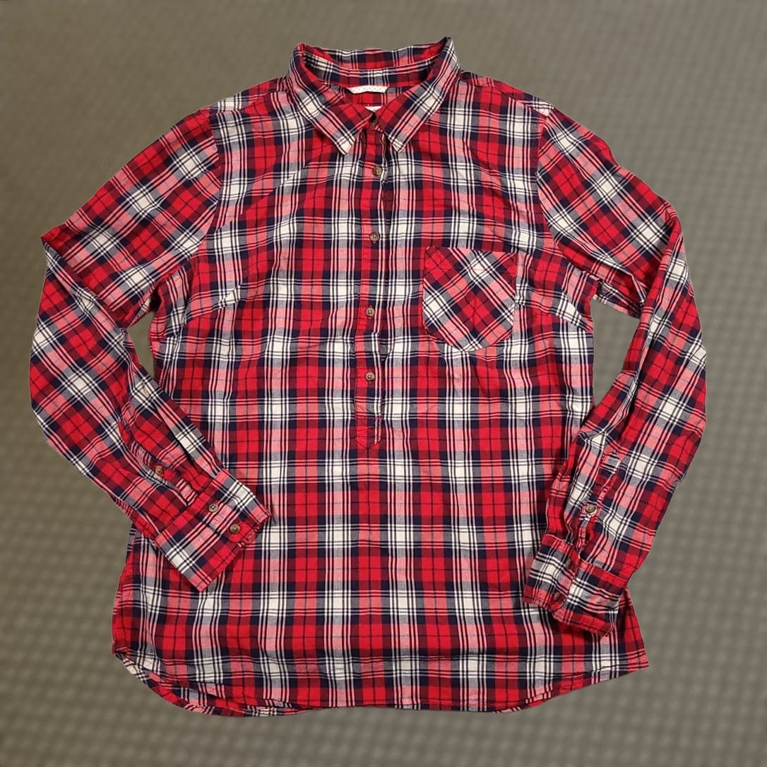 Merona Merona Shirt Women's Large Red Plaid Long Sleeve Collared Pocket Button Up HanKey? Size L / US 10 / IT 46 - 1 Thumbnail