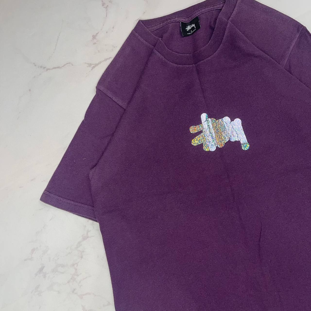 Stussy STUSSY T-Shirt Purple Glitter Logo Tee Size S Size US S / EU 44-46 / 1 - 3 Thumbnail