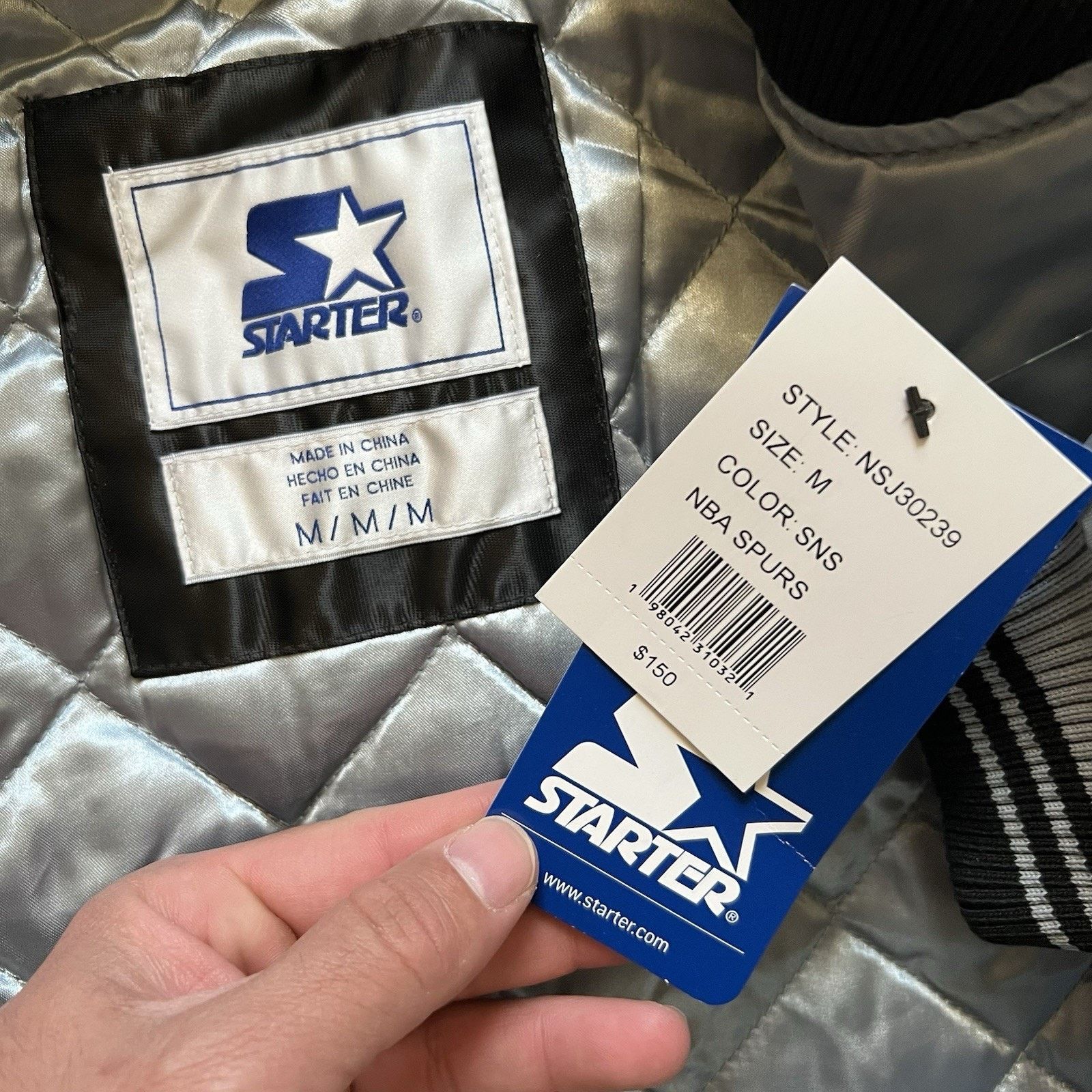 Starter Starter San Antonio Spurs Medium Full Snap Quilted Jacket Size US M / EU 48-50 / 2 - 2 Thumbnail